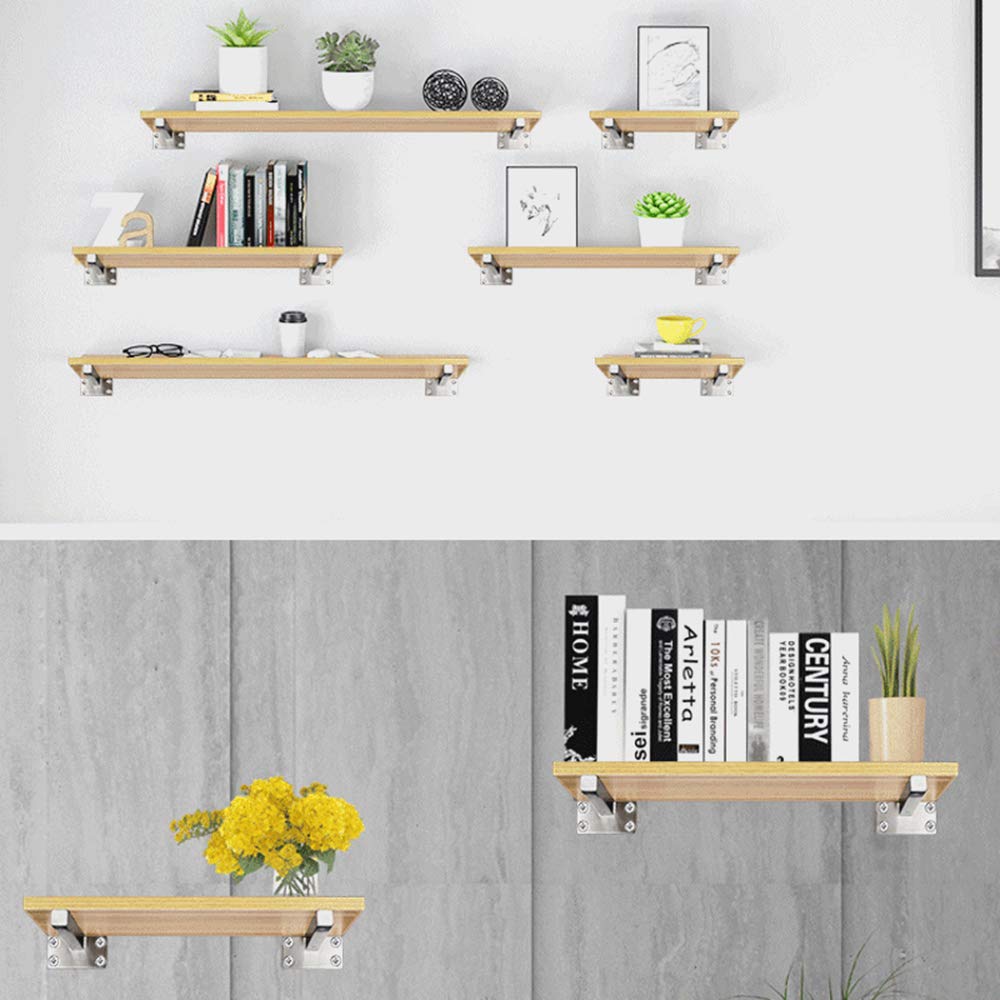 Hidden Floating Shelf Brackets 4X - Heavy Duty Wall Mounted Supports for DIY & Decoration - Stainless Steel Brushed (100-500mm) - Perfect for Home & Office Storage