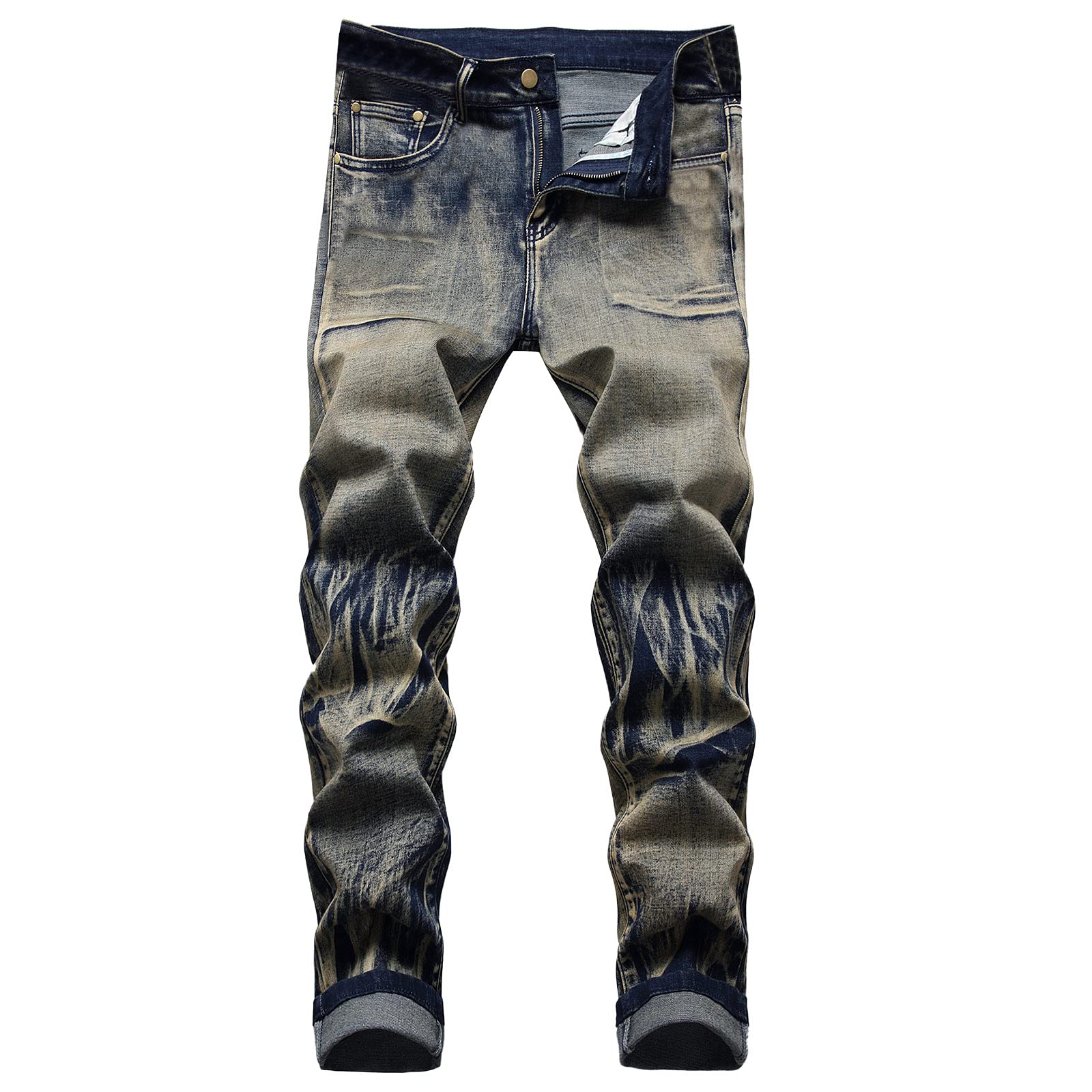 Vintage Retro High Waist Men's Jeans - Classic Streetwear Denim Pants for Casual Wear & Date Night Outfits | Comfortable Slim Fit Stretch Denim for Everyday Style