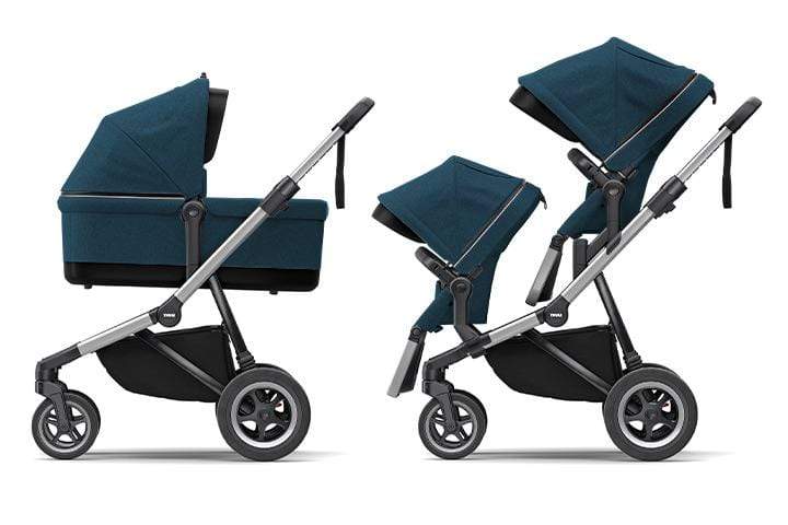 Thule Sleek Double Stroller - Lightweight Compact Baby Jogging Stroller for Twins, All-Terrain Wheels & Adjustable Canopy | Perfect for Running, Hiking & City Walks