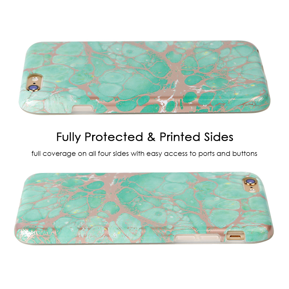 Turquoise Rose Gold Chrome iPhone Case - Stylish Protective Cover for iPhone 13/14/15 Pro Max - Trendy Fashion Accessory for Women & Girls - Perfect for Everyday Use, Travel & Gifting
