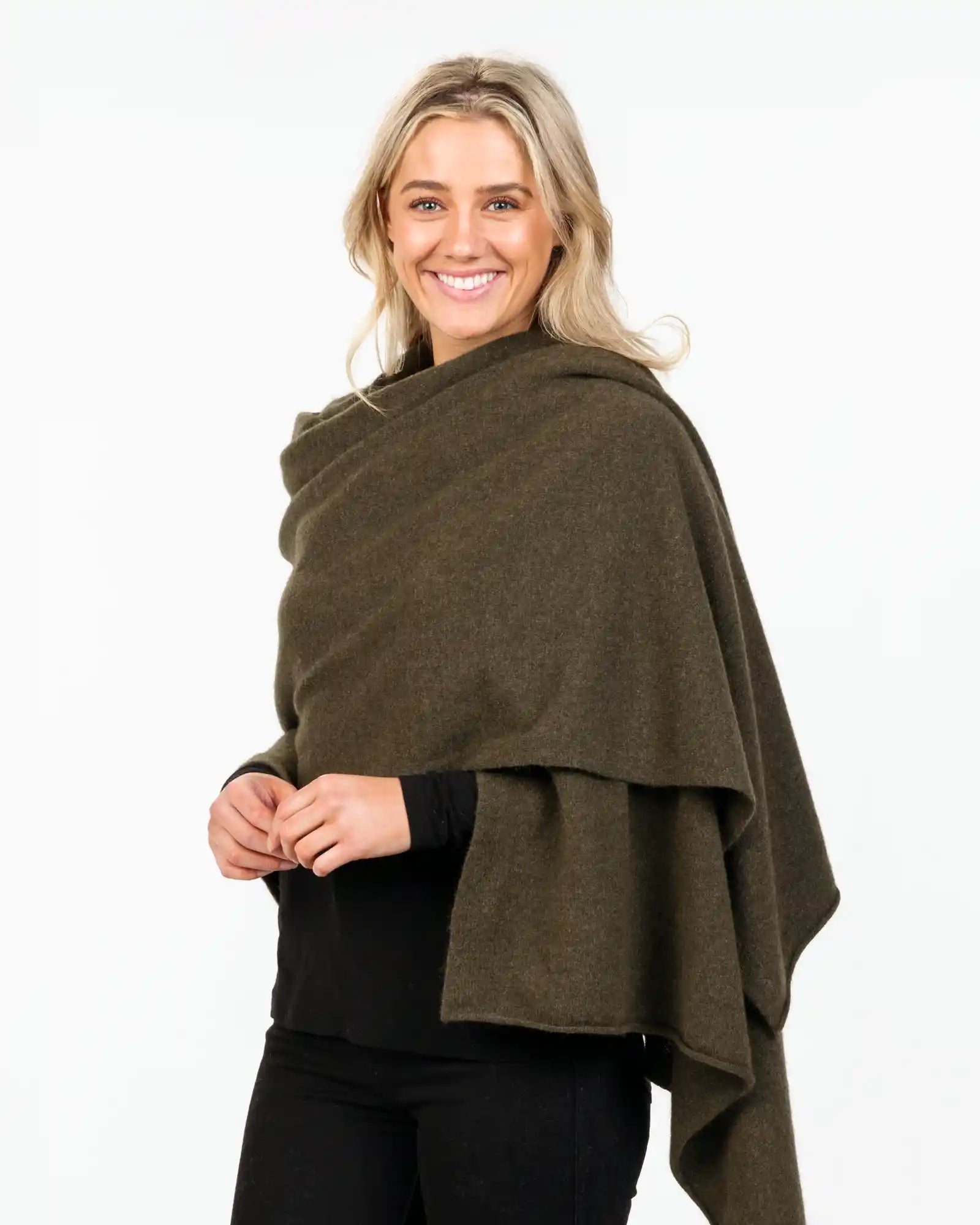 Fern Green Women's Travel Wrap - Soft Possum Merino Wool Scarf for Winter Warmth | Cozy Shawl for Airplane, Office & Outdoor Adventures NE815