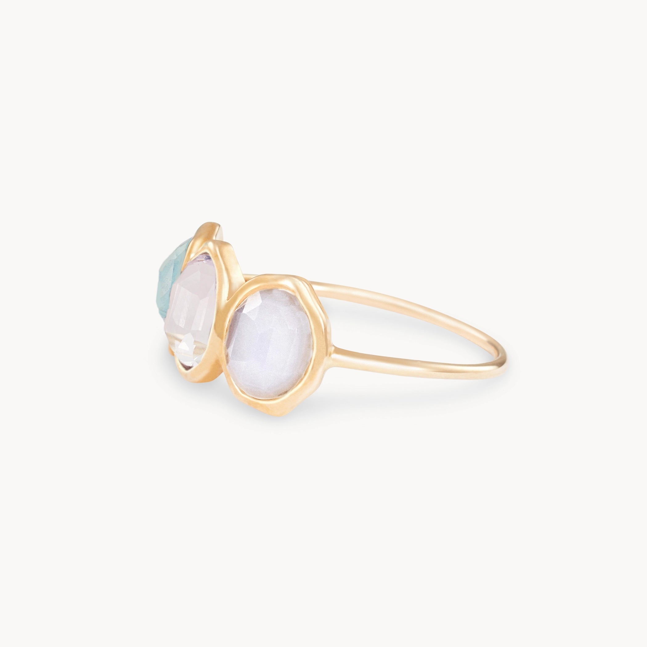 14K Yellow Gold Air Element Mood Ring with Natural Gemstones – Perfect for Spiritual Healing, Meditation & Unique Fashion Accessories