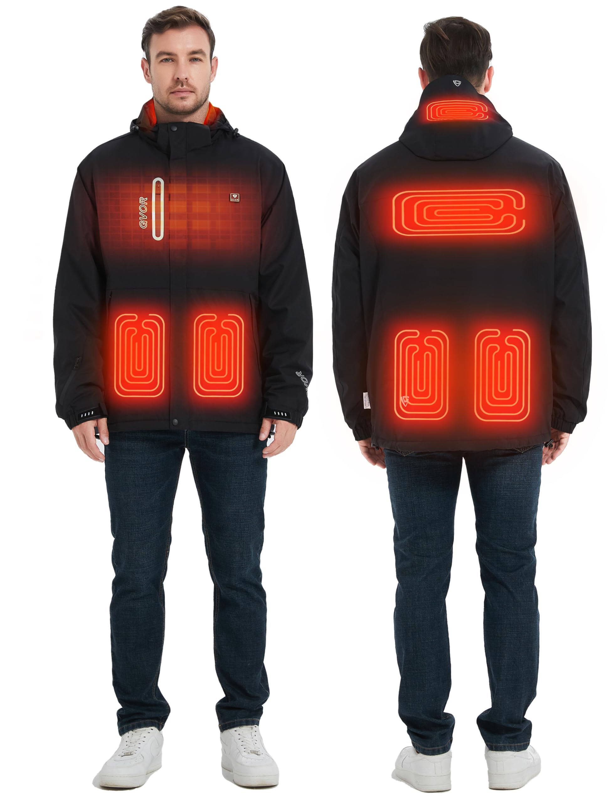 Men's Heated Jacket with 12V Battery Pack - Detachable Hood Electric Soft Shell Winter Coat for Outdoor Activities, Hunting, Skiing & Cold Weather Work