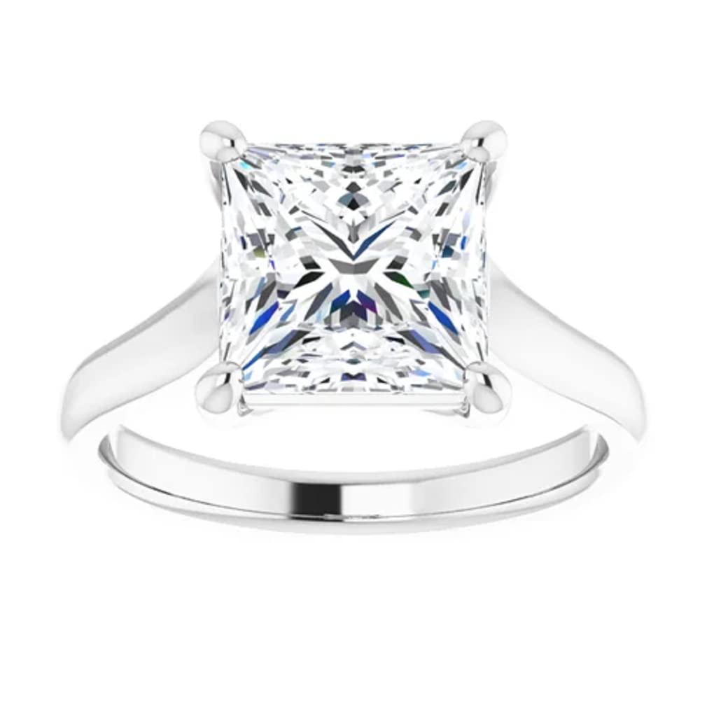 10K Solid White Gold Handmade Engagement Ring - 2.0 CT Princess Cut Moissanite Diamond Solitaire Wedding Band for Women - Perfect for Proposals, Anniversaries & Bridal Jewelry Gifts