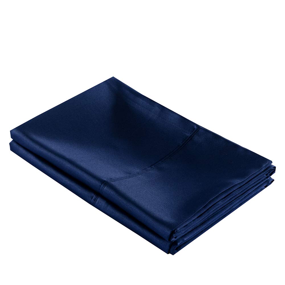 MEILA Silky Satin Pillowcase for Hair and Skin Care - Ultra Soft Washed Silk Pillow Cases King Size Set of 2 (Navy Blue) - Perfect for Reducing Hair Frizz & Preventing Sleep Wrinkles