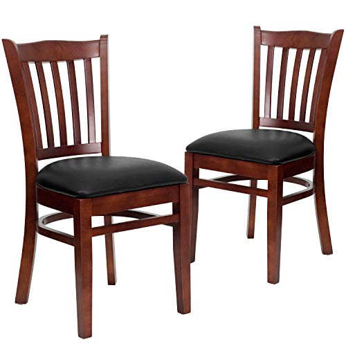 Black Vinyl Seat/Mahogany Wood Frame