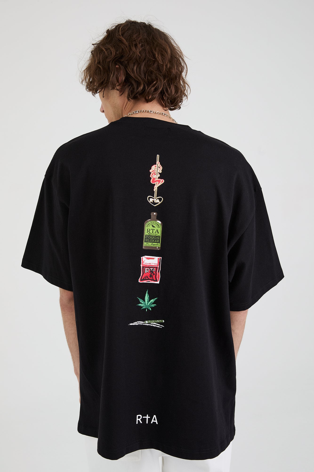 COLIN Oversized Short Sleeve T-Shirt | Black Contraband Graphic Tee for Men | Casual Streetwear & Summer Outfits
