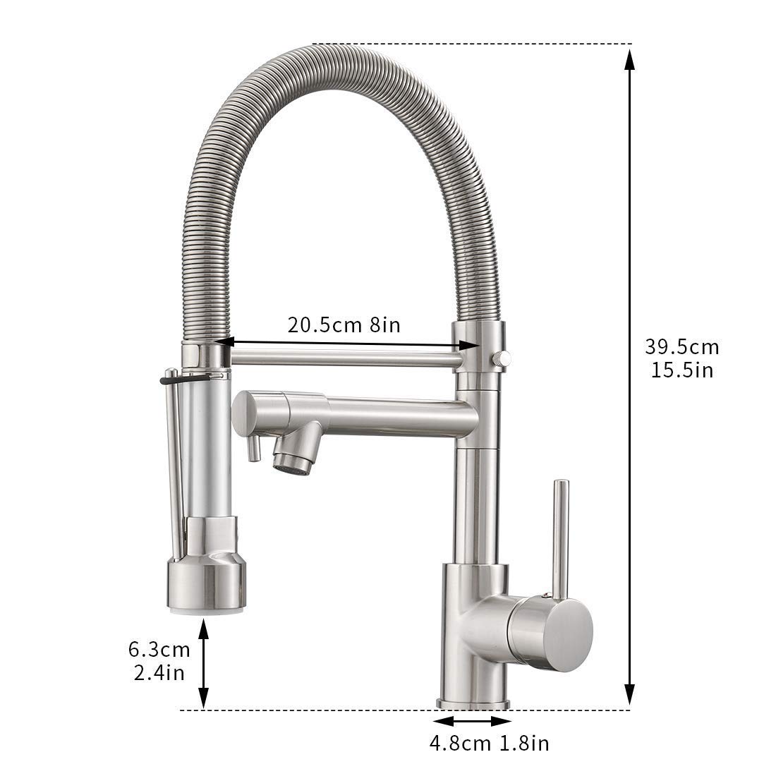 Fapully Single Handle Pull Down Kitchen Faucet with Sprayer and Soap Dispenser - Brushed Nickel Finish for Modern Farmhouse & Industrial Style Kitchens