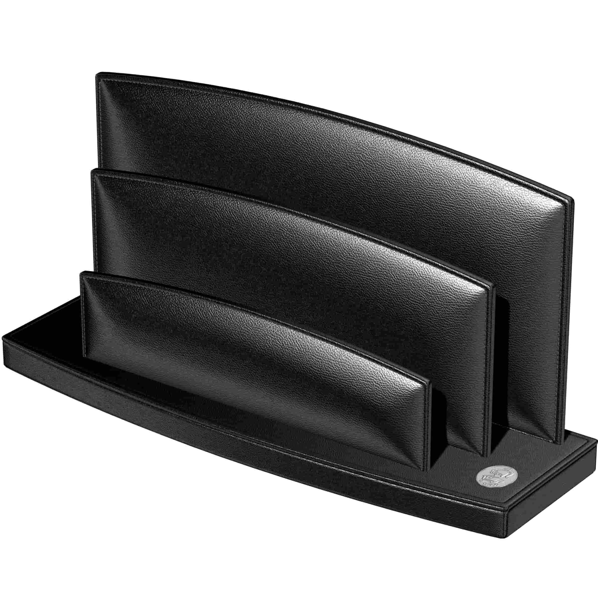 Premium M714 Genuine Leather Envelope Holder - Slim Black Document Organizer for Business, Travel & Everyday Use