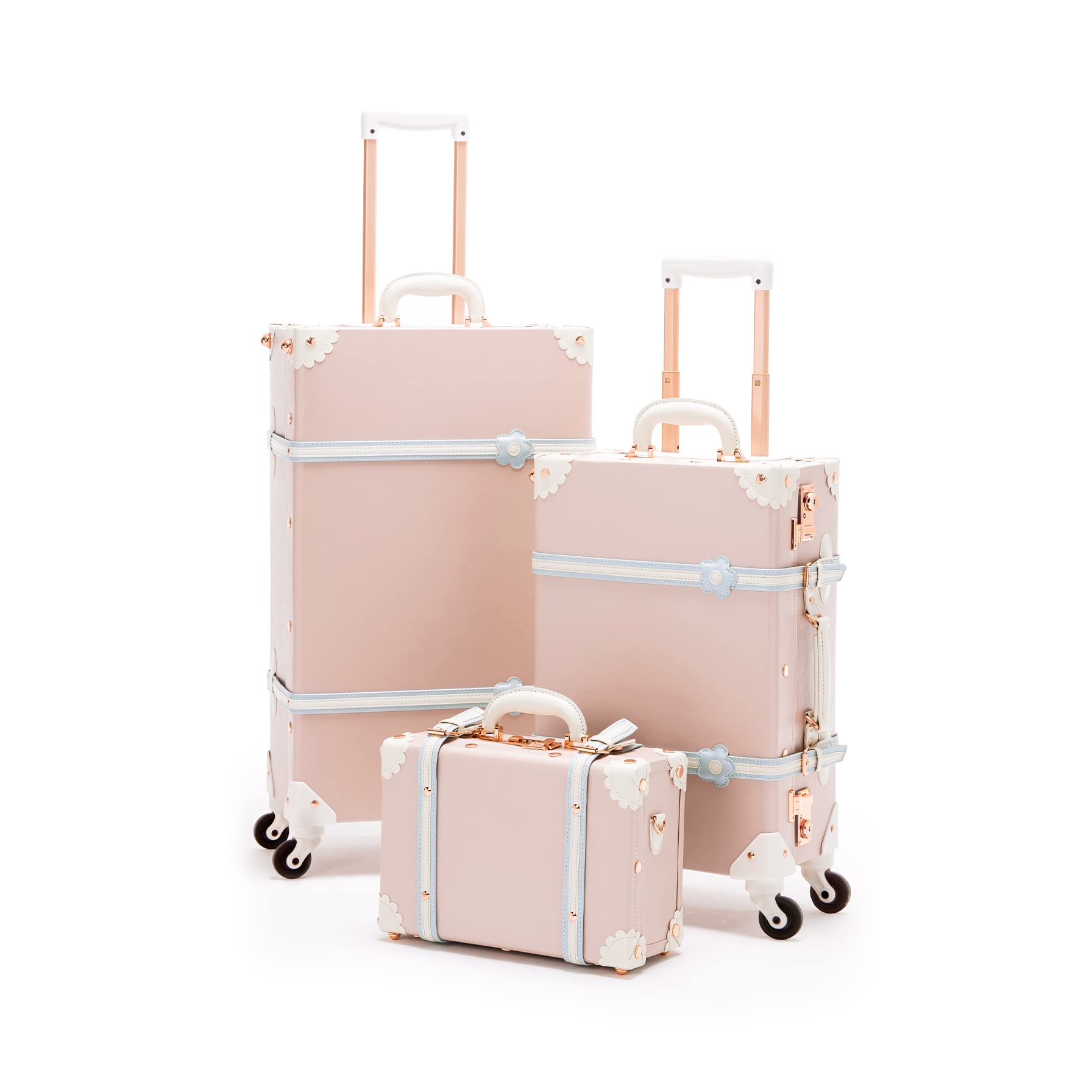 Vintage 3-Piece Luggage Set with TSA Lock - Spinner Wheel Carry-On Suitcase for Women, Cherry Pink - Perfect for Travel, Business Trips & Weekend Getaways