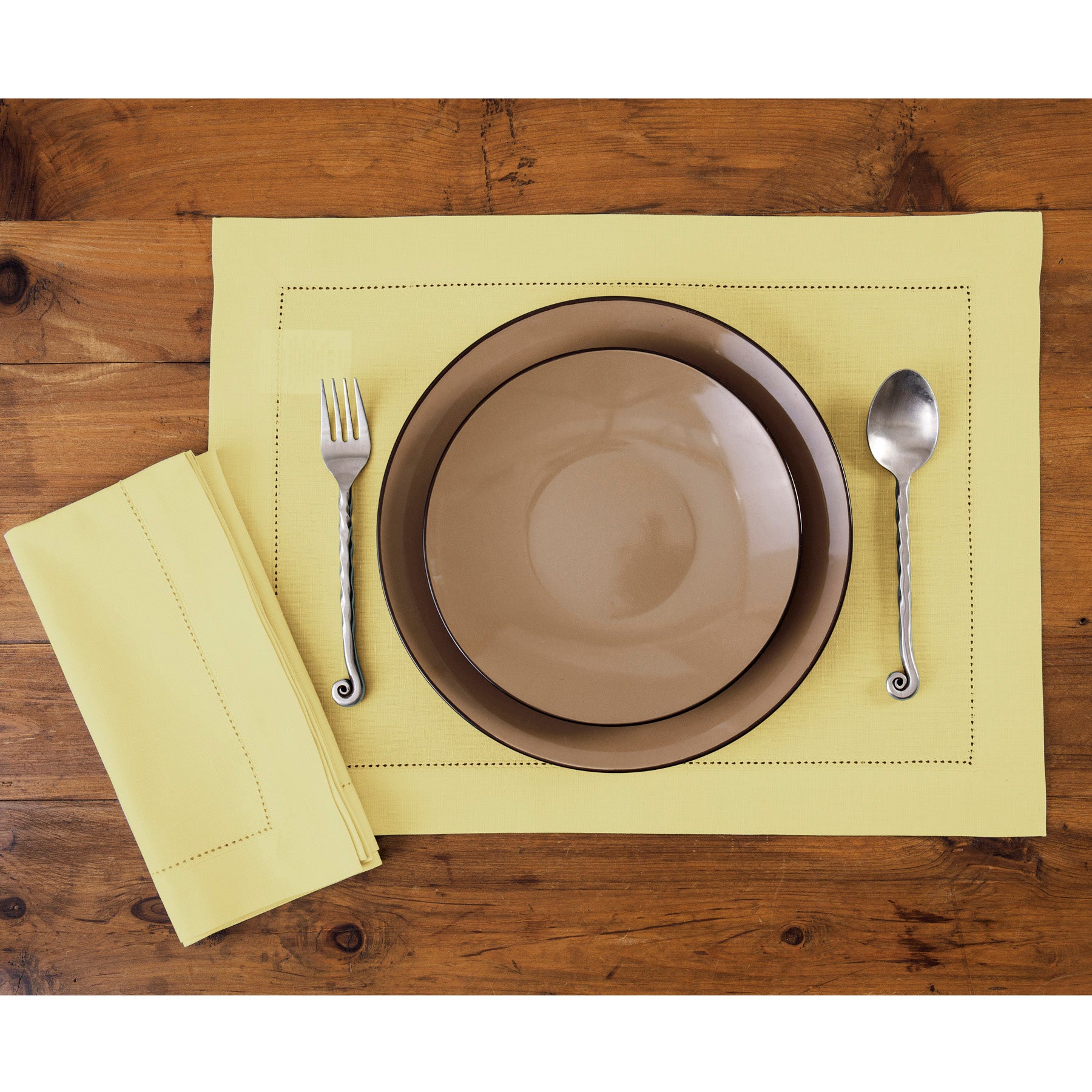 Premium Cotton Linen Hemstitch Placemats Set of 4 - Elegant Table Decor for Dining Room, Kitchen, and Party Settings