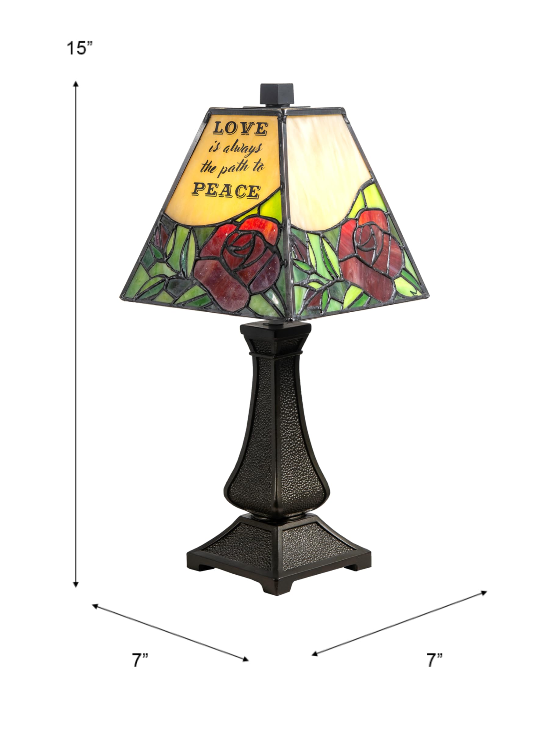 Dale Tiffany TA20258 Inspirational LED Rose Tiffany Accent Lamp in Antique Bronze - Perfect for Home Decor, Bedroom Nightlight & Romantic Gift Idea