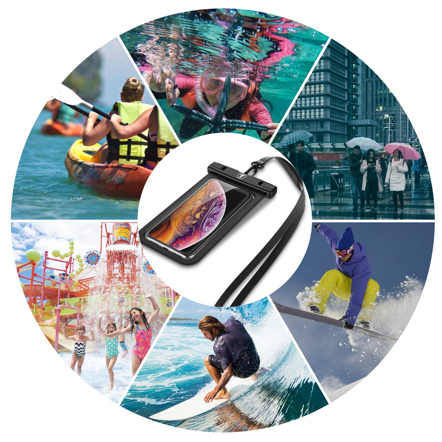 Waterproof Phone Pouch for Samsung Galaxy S25 Ultra/S24+/S23/S22/S21 FE/Note 20 & iPhone 16 Pro Max - IPX8 Dry Bag Case [2-Pack, Black] - Perfect for Swimming, Beach, Kayaking and Outdoor Activities