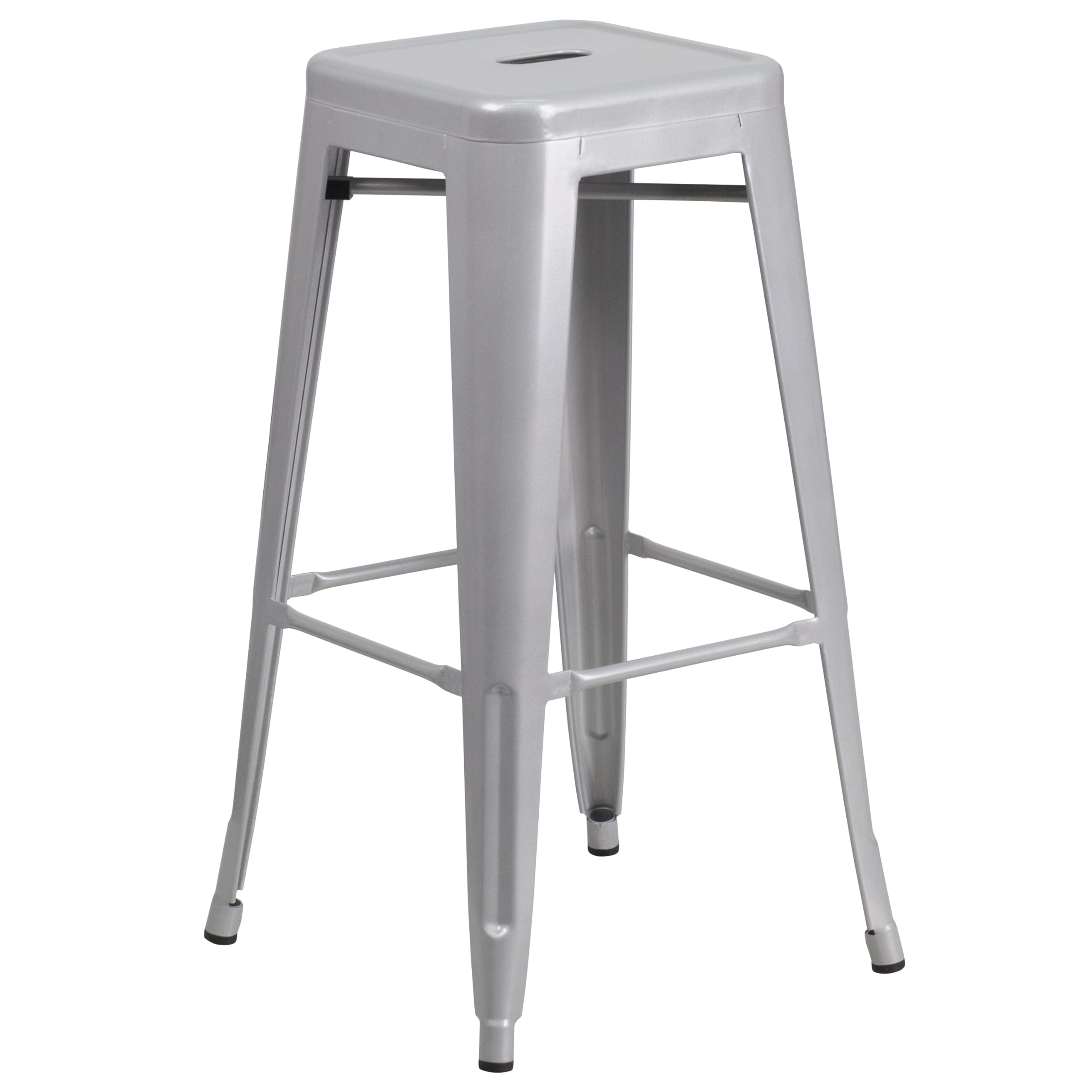 Merrick Lane Giosetta 5-Piece Bar Table Set - Silver Powder-Coated Metal Frame with 24
