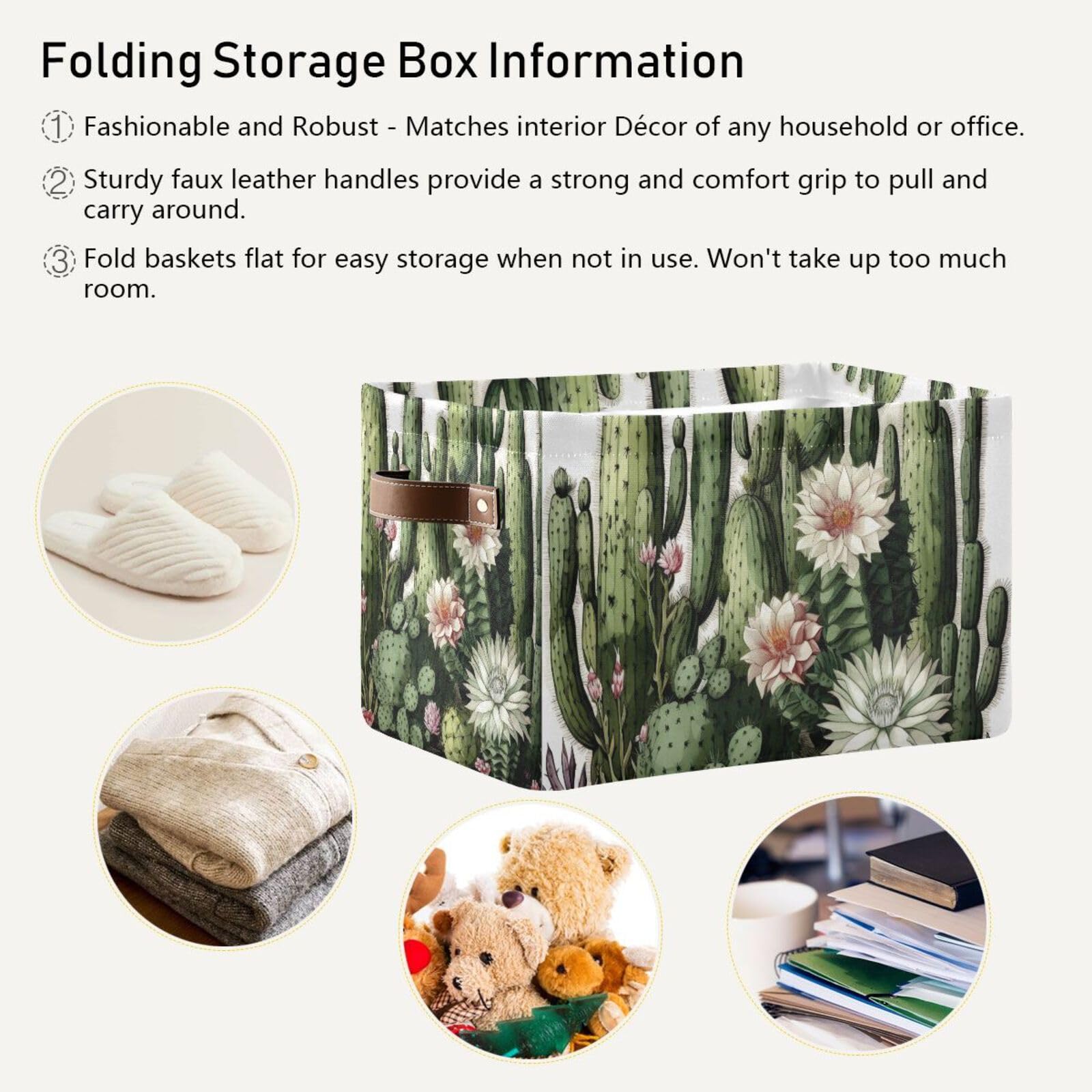 Foldable Rectangle Canvas Storage Baskets with Handles - 2 Pack Organizer Boxes for Clothes, Home & Office Organization | Perfect for Closet Shelves, Bedroom Decor & Space Saving Storage Solutions