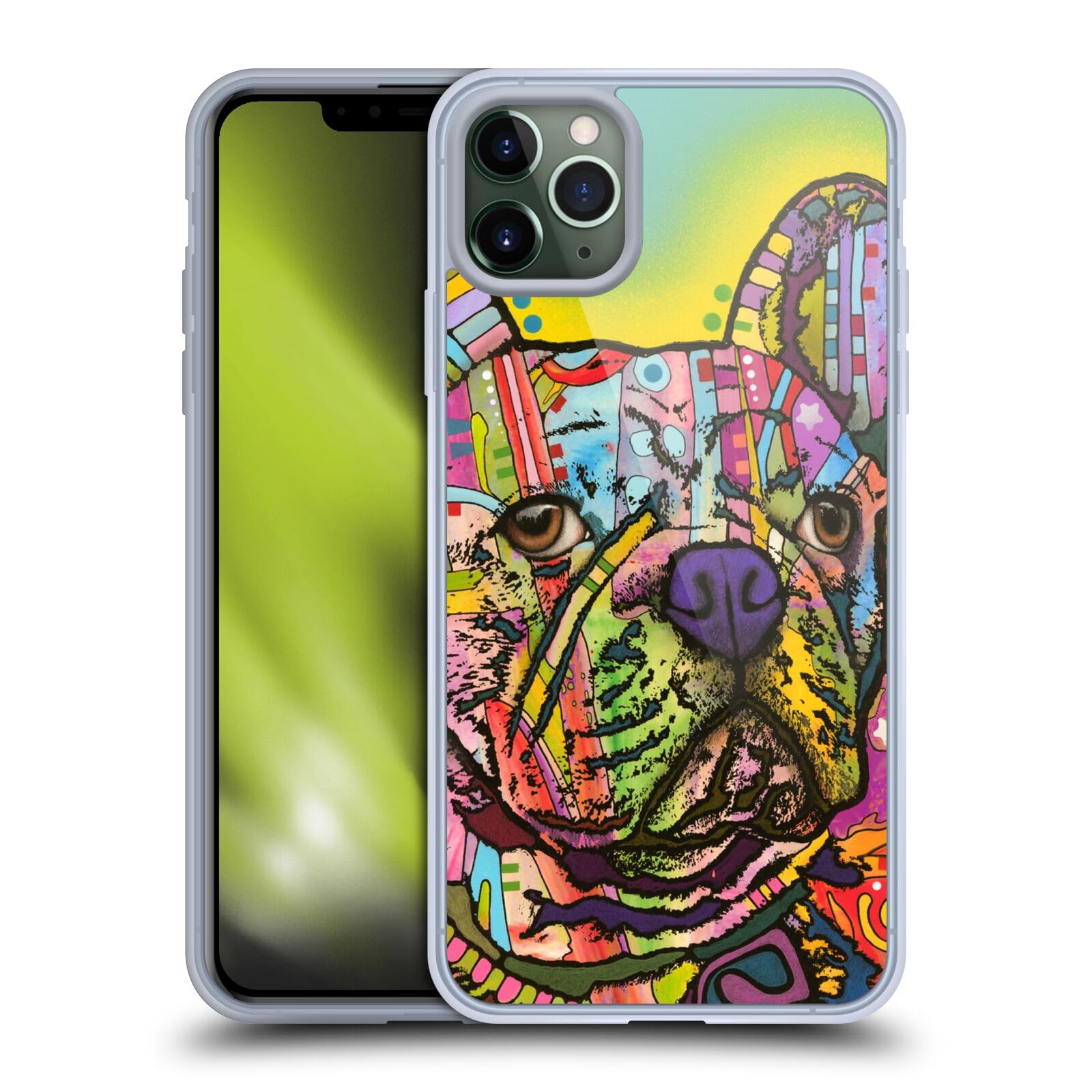 Officially Licensed Dean Russo French Bulldog Soft Gel Case for Apple iPhone 11 Pro Max - Cute Protective Phone Cover for Dog Lovers, Perfect Gift for Pet Owners & Art Enthusiasts (Home, Office, Travel Use)