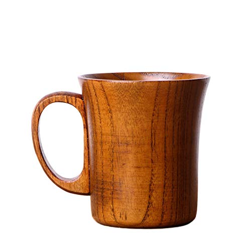 Handmade Wooden Coffee Mug with Handle - Natural Wood Tea Cup for Beer, Coffee, Milk - Perfect for Camping, Home, Office & Gifts (Type 2)