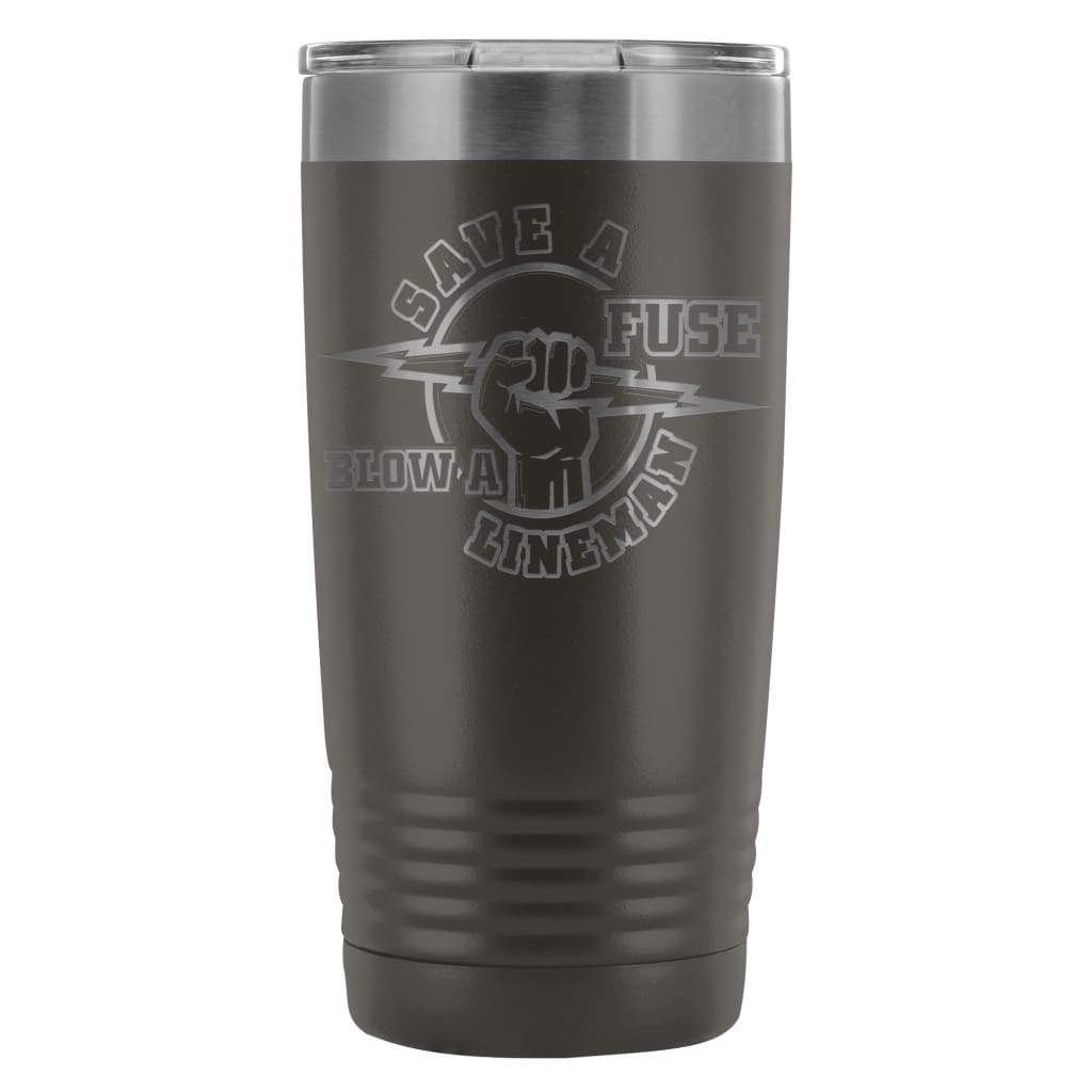 ODDITEES Lineman Tumbler - 20oz Laser Etched Stainless Steel Insulated Cup for Electricians - Save A Fuse Blow A Lineman - Perfect for Work, Outdoor & Daily Use (Blue)