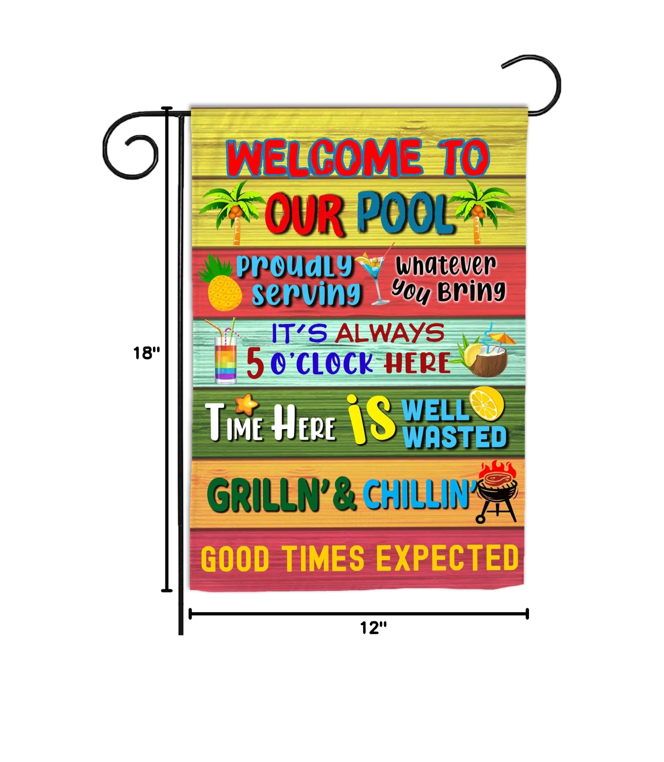 Funny Pool Rules Garden Flag - 12