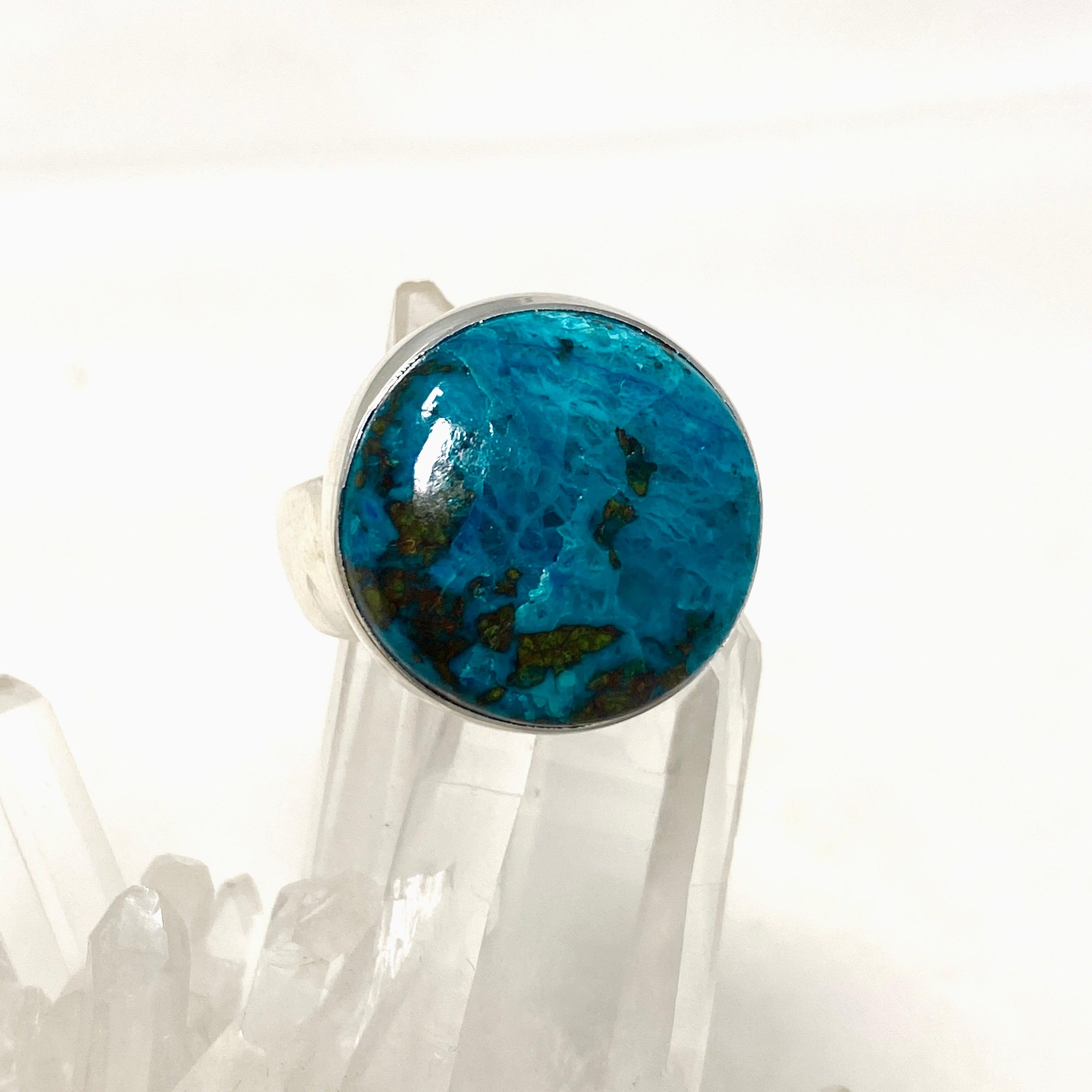 Shattuckite Round Ring Size 9 - Natural Stone Jewelry for Women | KRGJ3236 | Perfect for Boho Style, Spiritual Healing & Everyday Wear