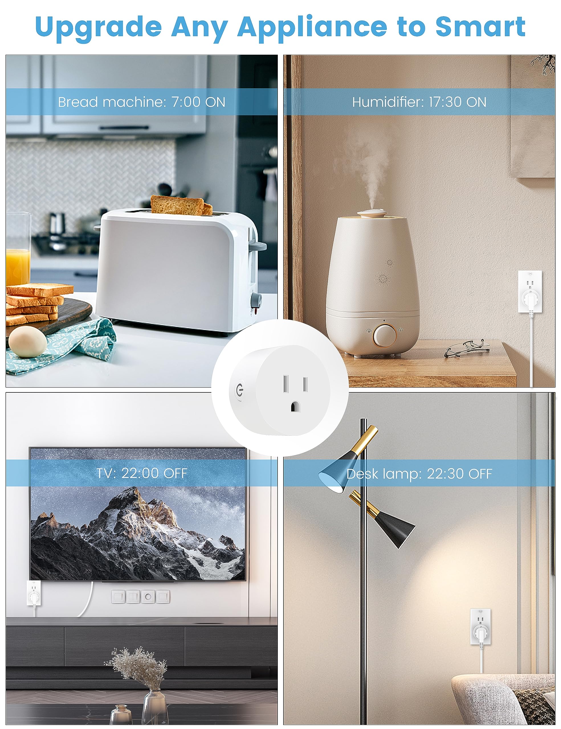 Eightree Smart Plug 5GHz & 2.4GHz WiFi Outlet - 4 Pack with APP Remote Control, Works with Alexa & Google Home - Perfect for Smart Home Automation, Energy Saving & Voice Control