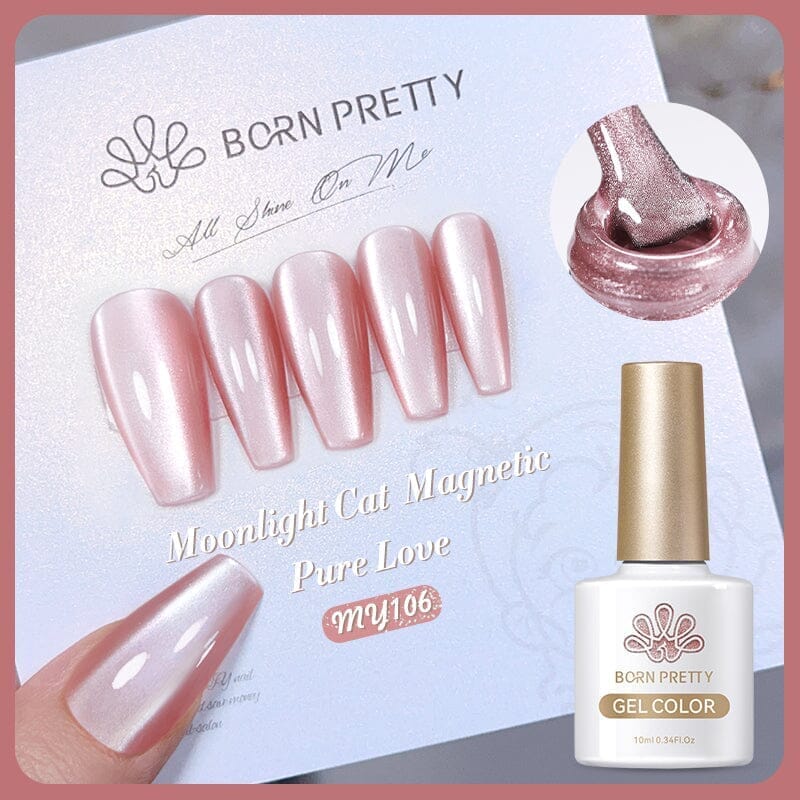 Moonlight Cat Magnetic Gel Polish - MY106 Pure Love 10ml Nail Polish for Women - Long Lasting UV LED Cat Eye Gel Manicure - Perfect for Nail Salon, Home Use & Special Occasions