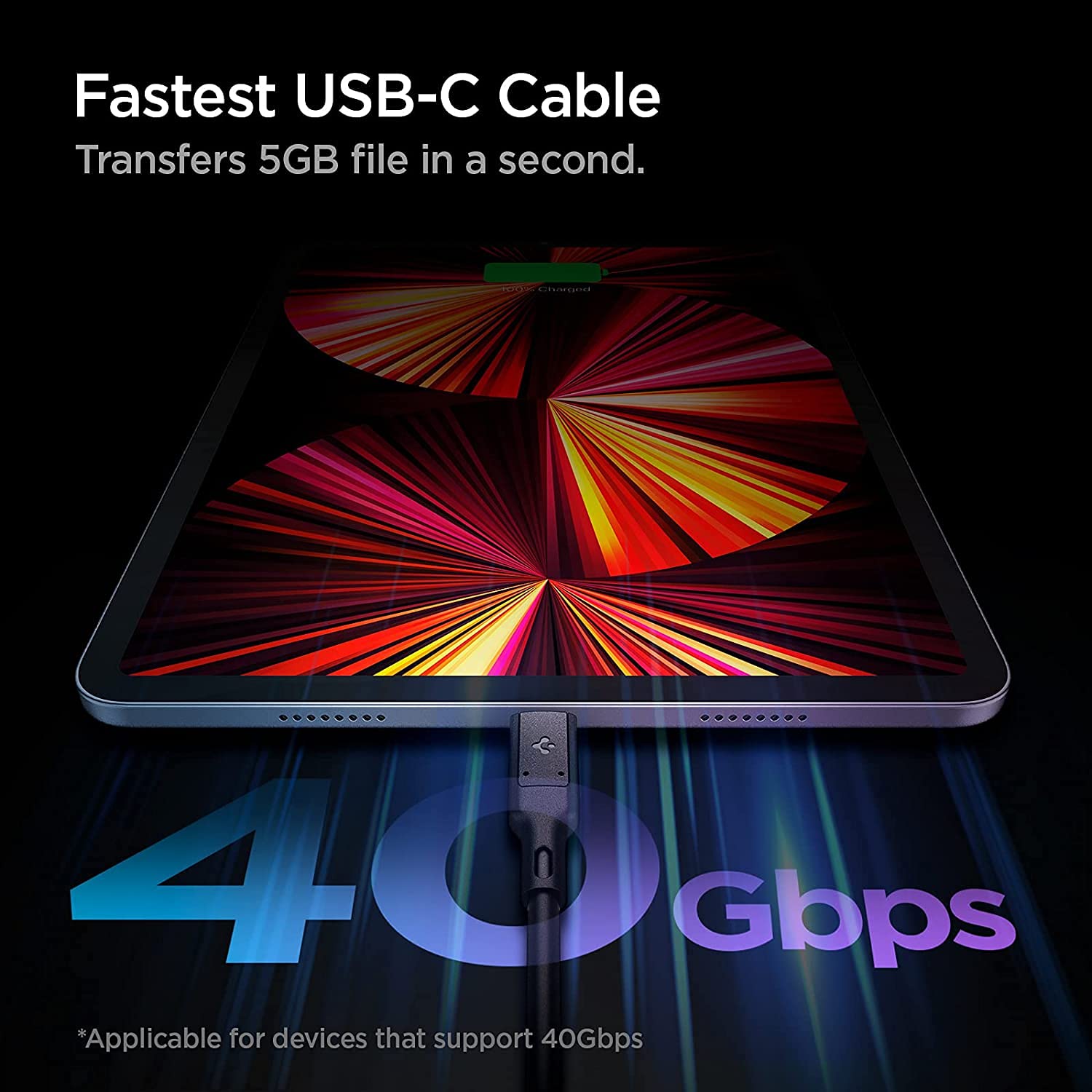 Spigen USB-IF Certified USB 4 & Thunderbolt 4 Cable (2.6ft) - 100W Fast Charging, 40Gbps High-Speed Data Transfer, 8K Video Support - Compatible with iPhone 15 Pro Max, MacBook, iPad M2/M1, Galaxy S24/S23 Ultra, Mac SSD - Perfect for Fast Charging & 4K/8K Video Editing