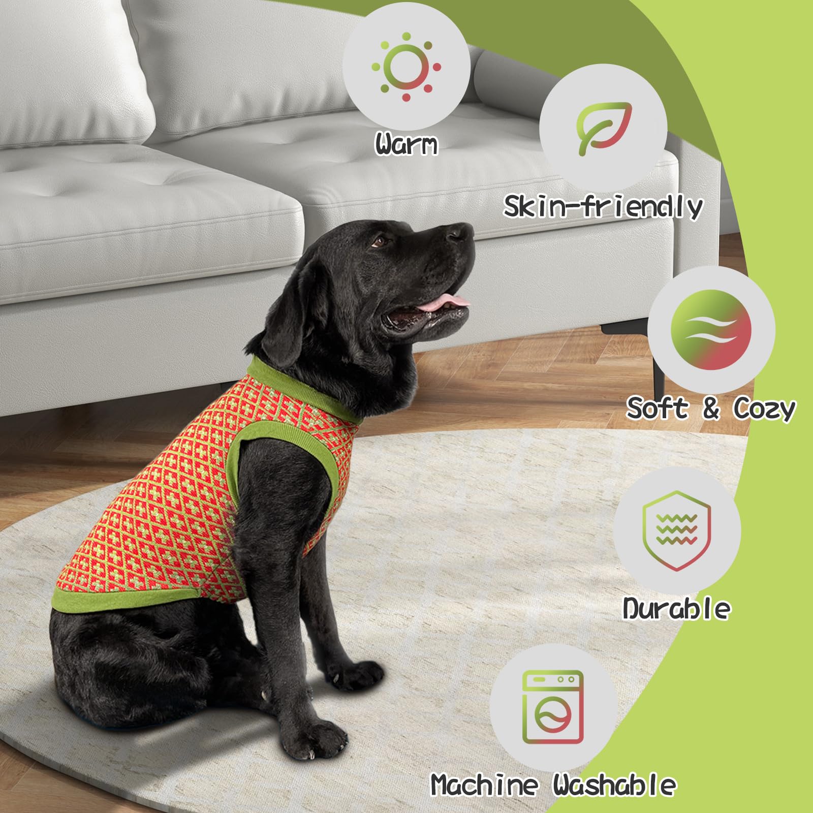 2 Pack Dog Sweaters - Warm Knit Pullover Vest with Leash Hole for Small Medium Large Dogs | Winter Fall Pet Clothing & Christmas Costume Outfits | Perfect for Cold Weather Walks and Holiday Photos