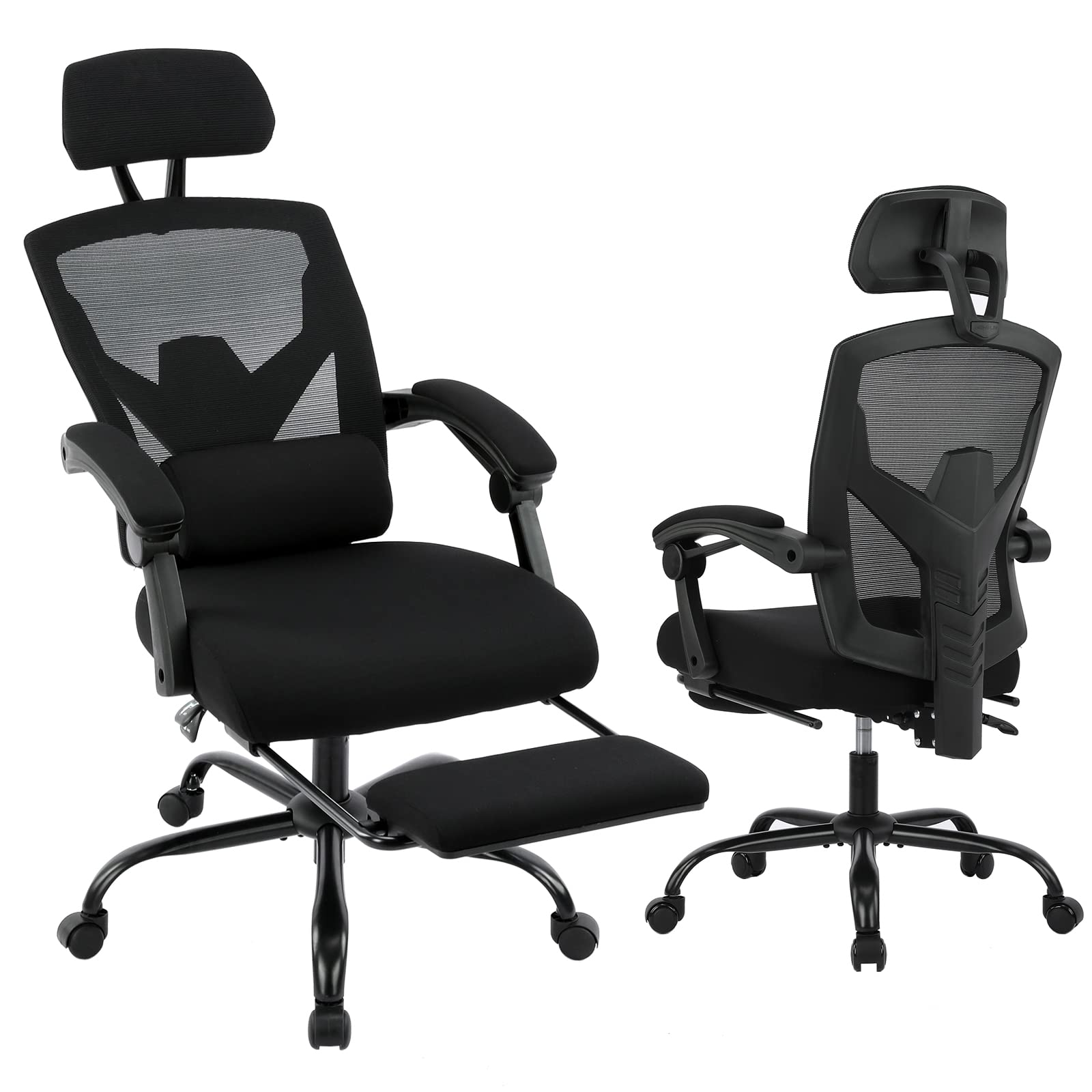 Ergonomic Office Chair with Lumbar Support - High Back Mesh Computer Desk Chair, Adjustable Headrest & Footrest - Swivel Rolling Task Chair for Home & Office - Perfect for Long Work Hours, Gaming & Remote Work