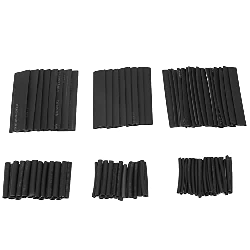 Premium 127pcs Black Heat Shrink Tubing Kit - Electrical Insulation Sleeves for Wiring, Automotive & DIY Projects - Ideal for Garages, Workshops, Electricians & Mechanics