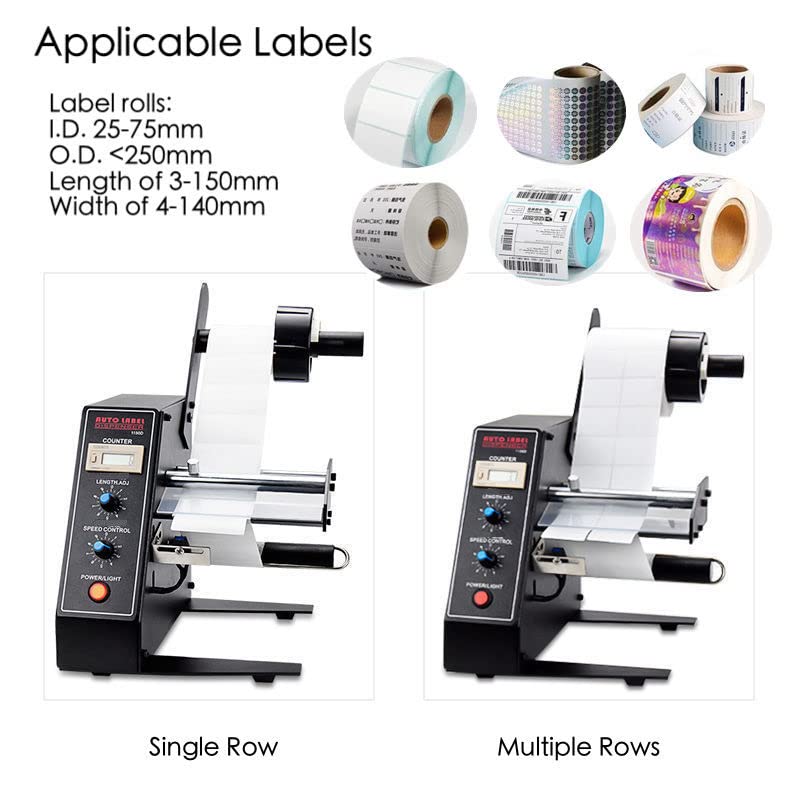 Electric Label Dispenser Machine 110V - Adjustable Speed, Auto Counting (0-999999), 4-140mm Label Width - Perfect for Warehouse, Retail & Shipping Labeling