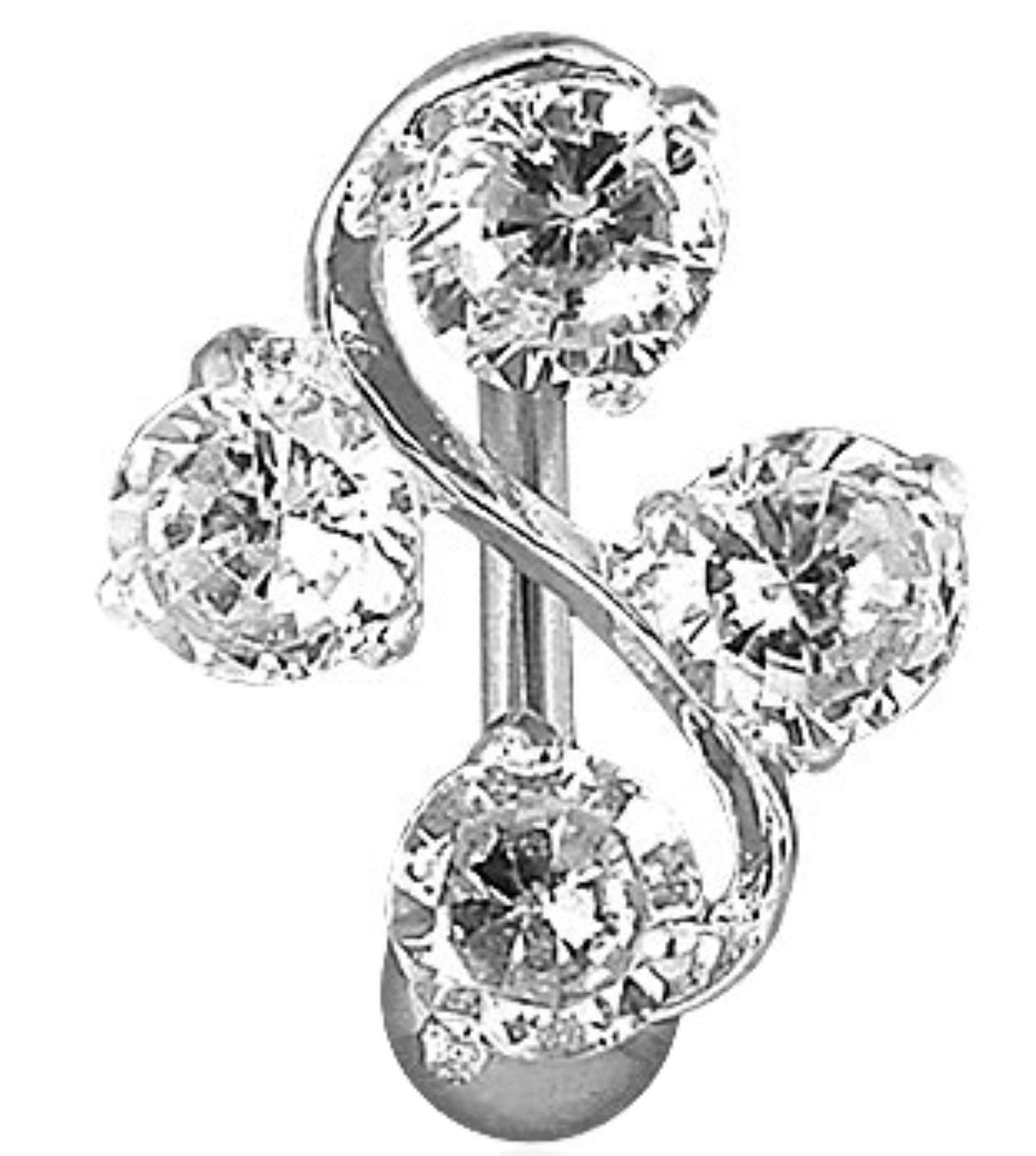 Body Accentz® Reverse Belly Button Ring - Swarovski Crystal Navel Piercing Bar with 4 Unique Gems | Belly Jewelry for Women, Belly Chain for Summer, Festival & Beach Wear