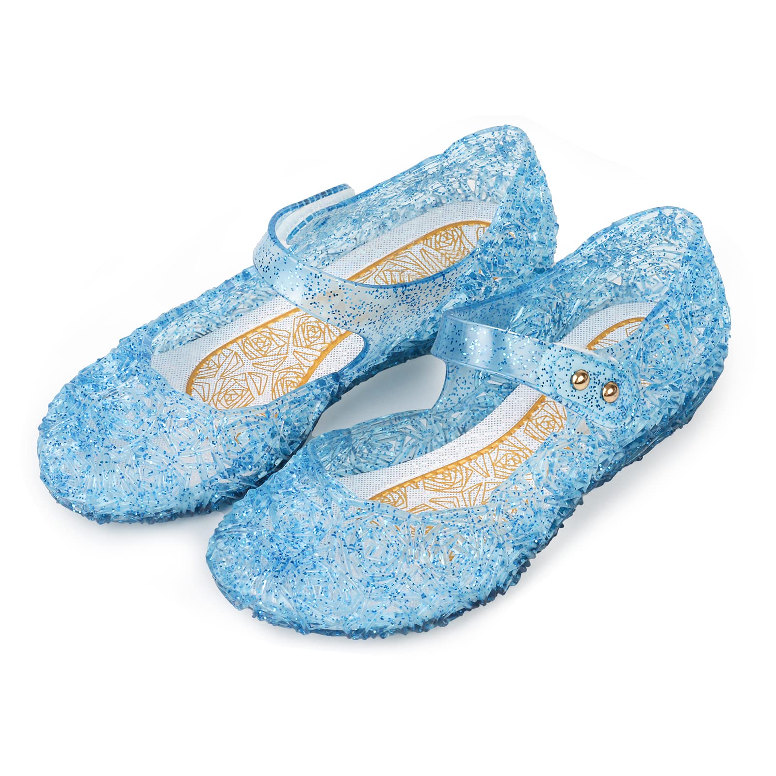 Girls Frozen Elsa Sparkly Mary Jane Flats - Princess Cosplay Dance Party Shoes for Kids | Perfect for Halloween, Dress-Up & Birthday Celebrations