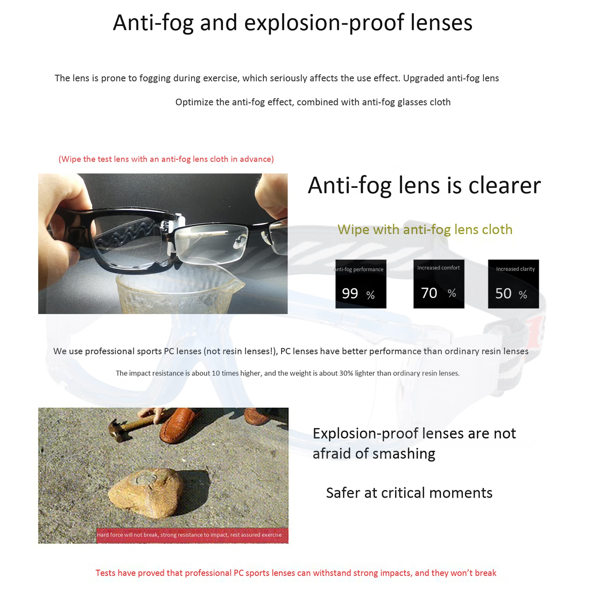 Men's Anti-Fog Sports Goggles - Protective Basketball Eyewear for Running, Cycling & Outdoor Activities