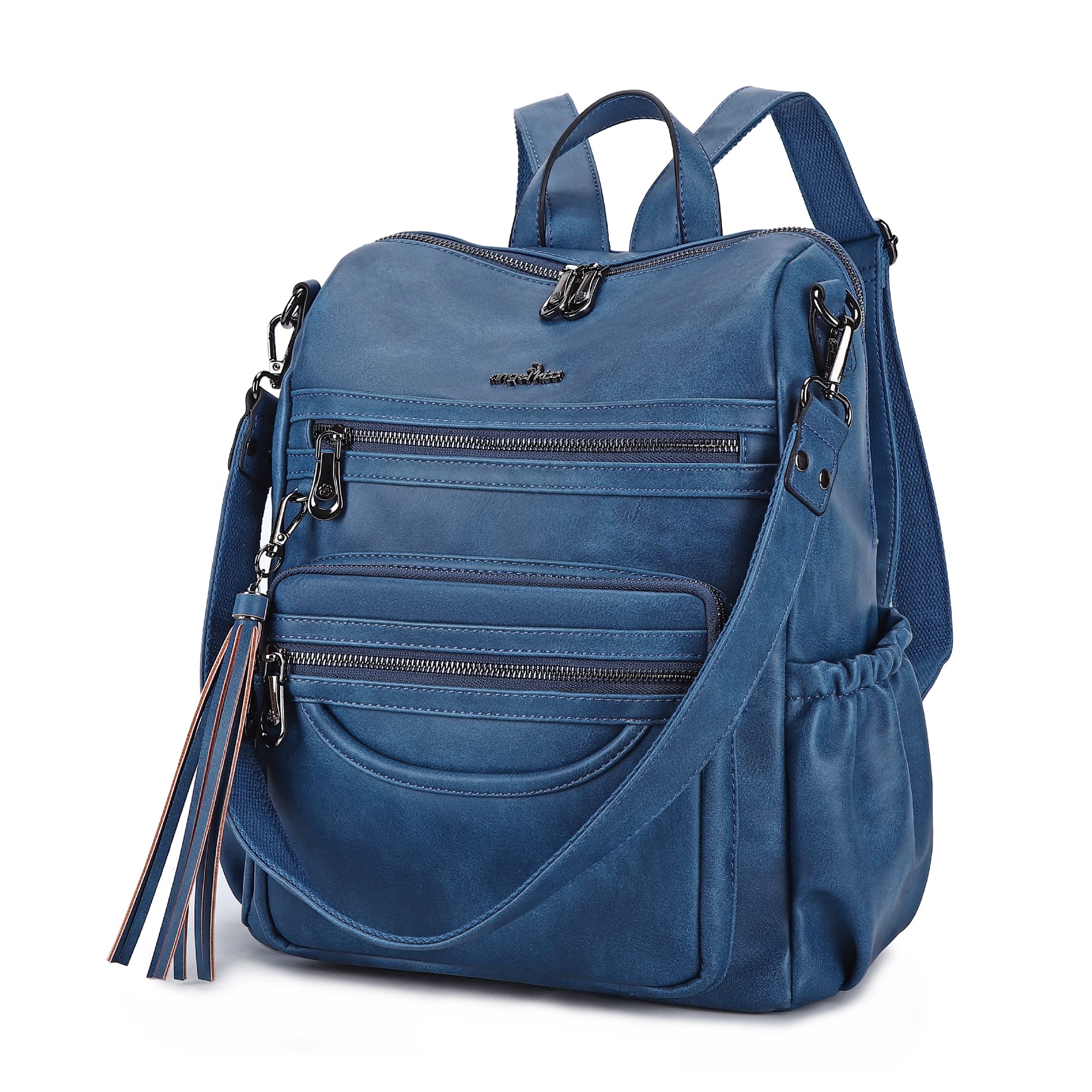Angel Kiss Women's PU Leather Backpack - Stylish Shoulder Bag with Zipper Closure for Casual Use, Work, Travel & Daily Commute