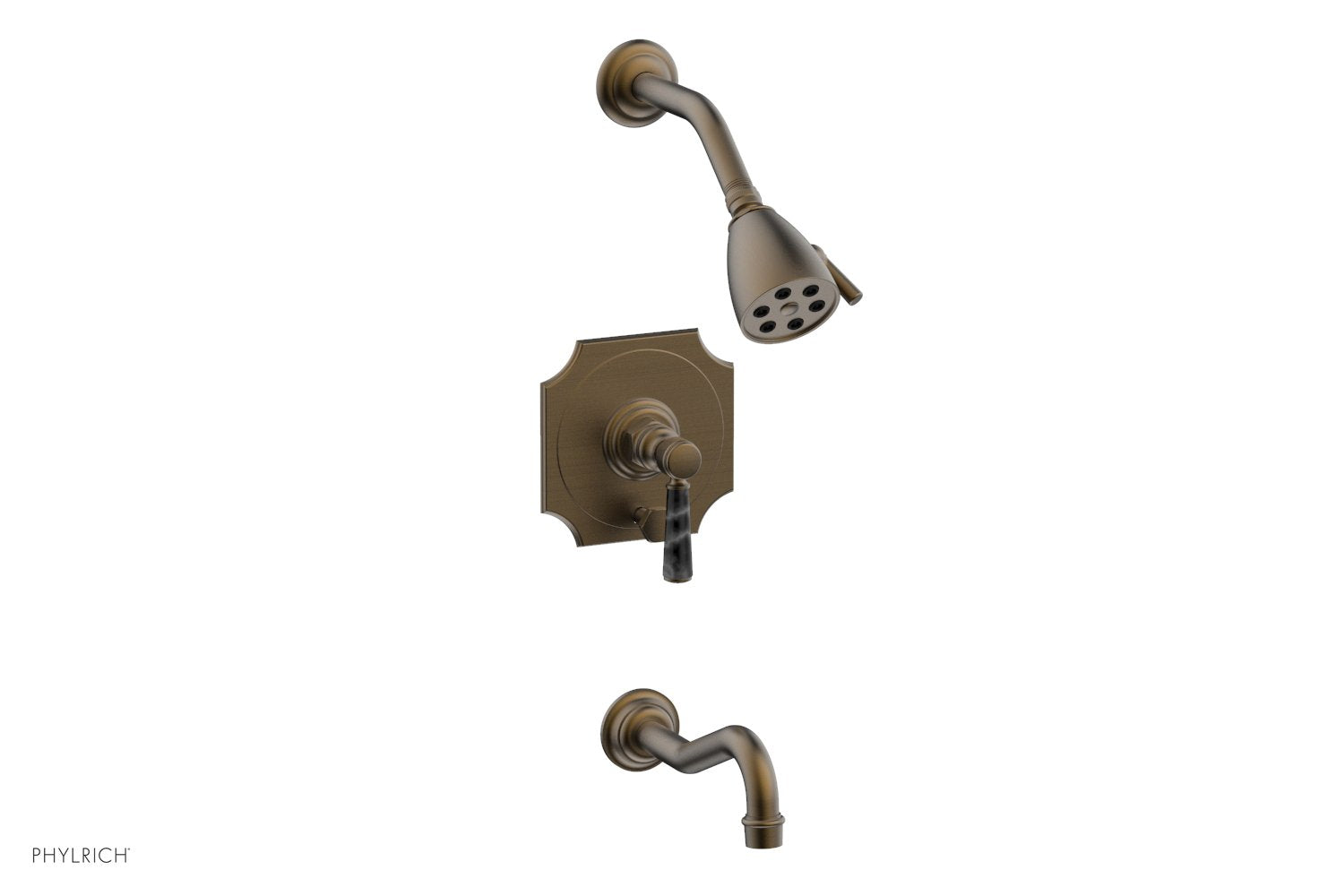 HENRI Pressure Balance Tub and Shower Faucet Set - Black Marble Lever Handle 161 31 for Bathroom & Shower Installation | Modern Matte Finish, Easy to Clean, Durable Design