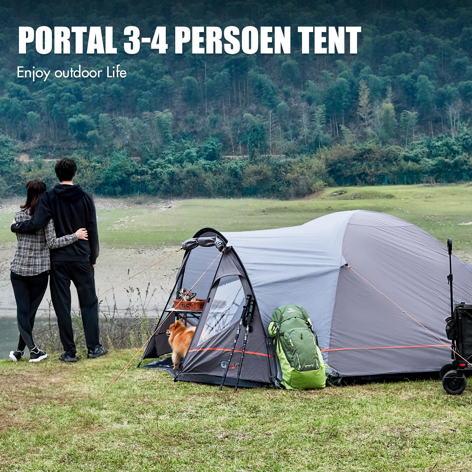 **Waterproof 3-4 Person Dome Camping Tent with Rainfly – 4000mm PU Coating for Family, Festival, Trekking & Garden Use – Perfect for Outdoor Adventures, Travel & Backpacking**