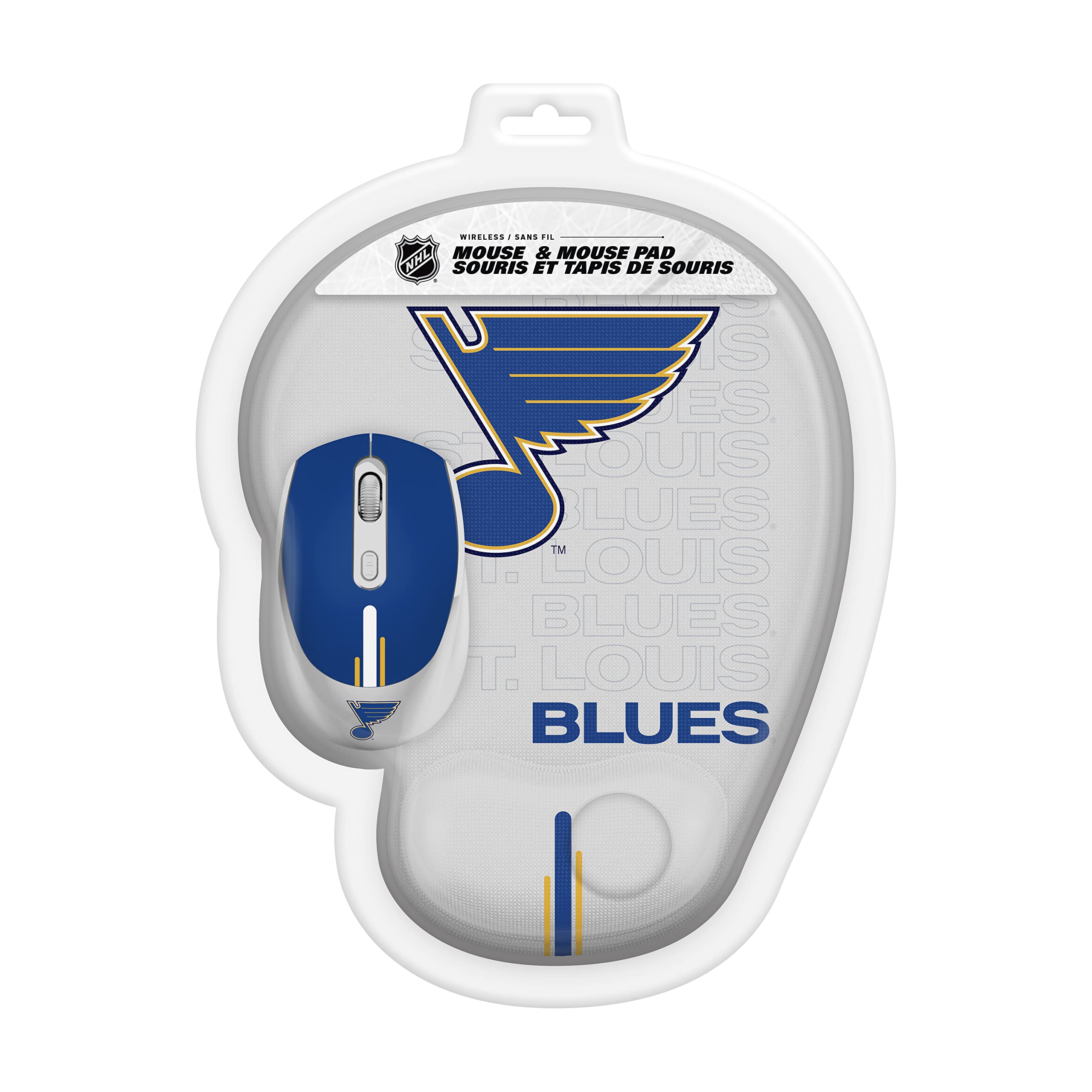 SOAR NHL St. Louis Blues Wireless Mouse with Mouse Pad - Ergonomic Gaming Mouse for PC, Laptop, Mac - Perfect for Hockey Fans, Office Work & Gaming Setups