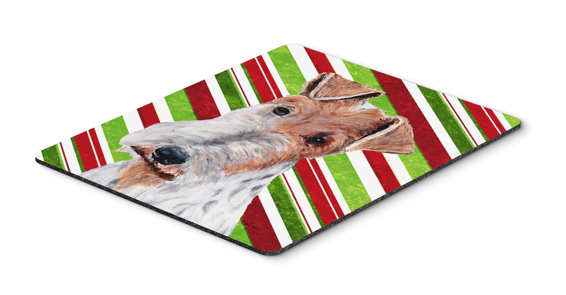 Wire Fox Terrier Christmas Mouse Pad - Large Washable Desk Mat for Home Office, Gaming & Computer Use | Holiday Decor & Candy Cane Design | Perfect Gift for Dog Lovers