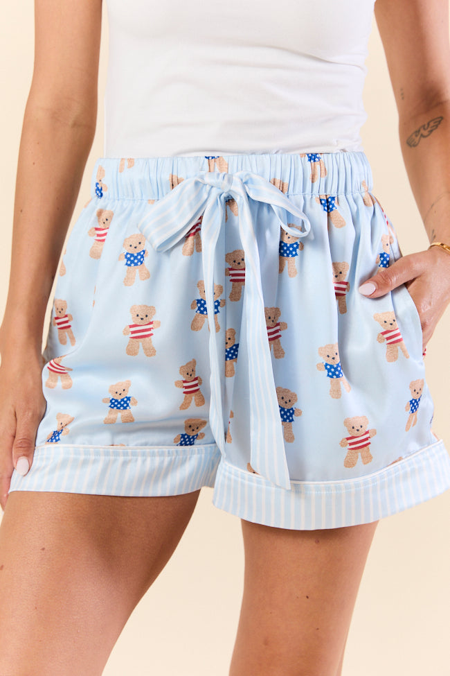 Bearly Asleep Teddy Bear Printed Pajama Shorts for Women - Soft & Comfortable Sleepwear for Lounge, Bedtime & Vacation - Cute Cartoon Animal Pajama Bottoms