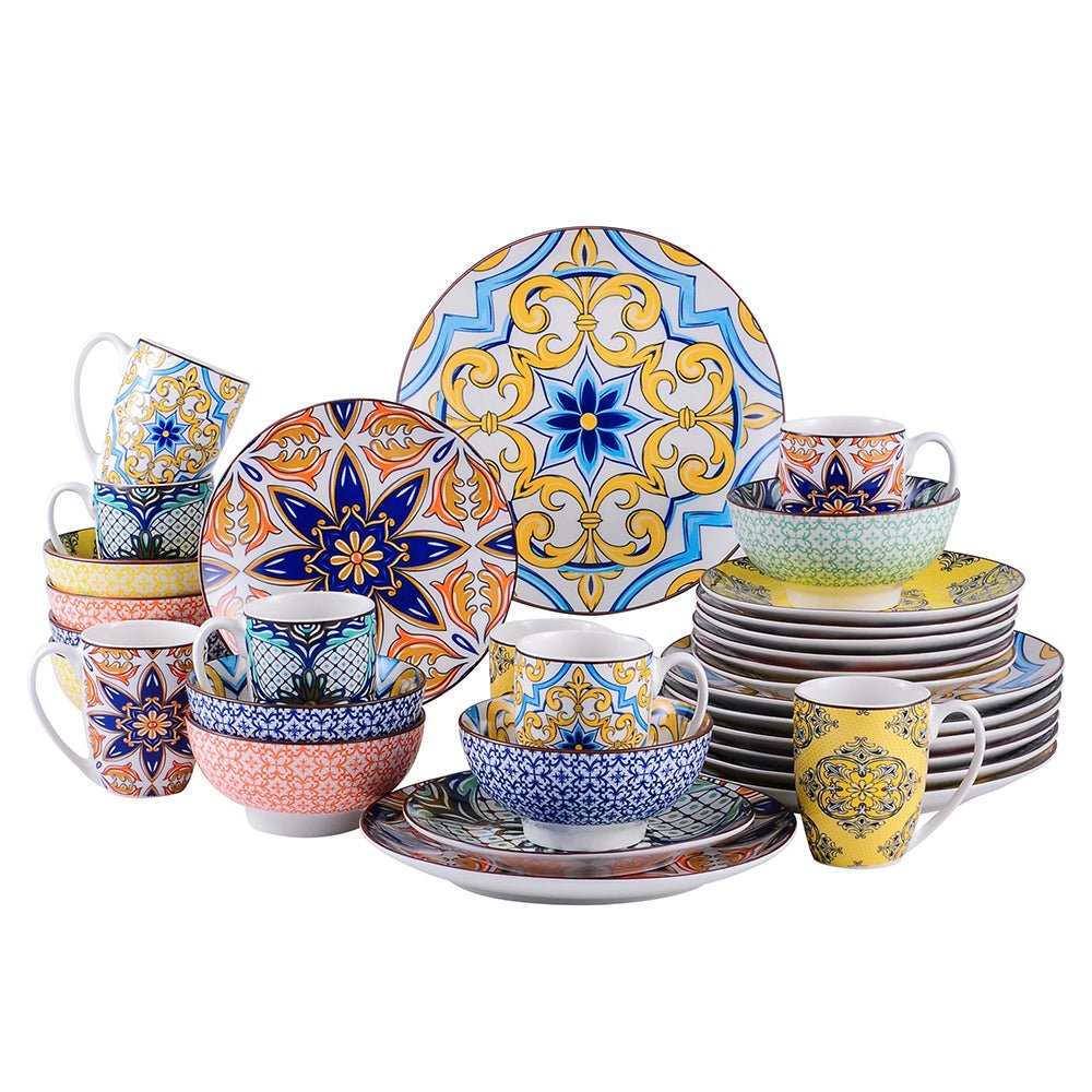 Premium Casablanca Porcelain Dinnerware Set - 16-Piece Elegant Bone China Tableware for Formal Dining, Entertaining & Special Occasions