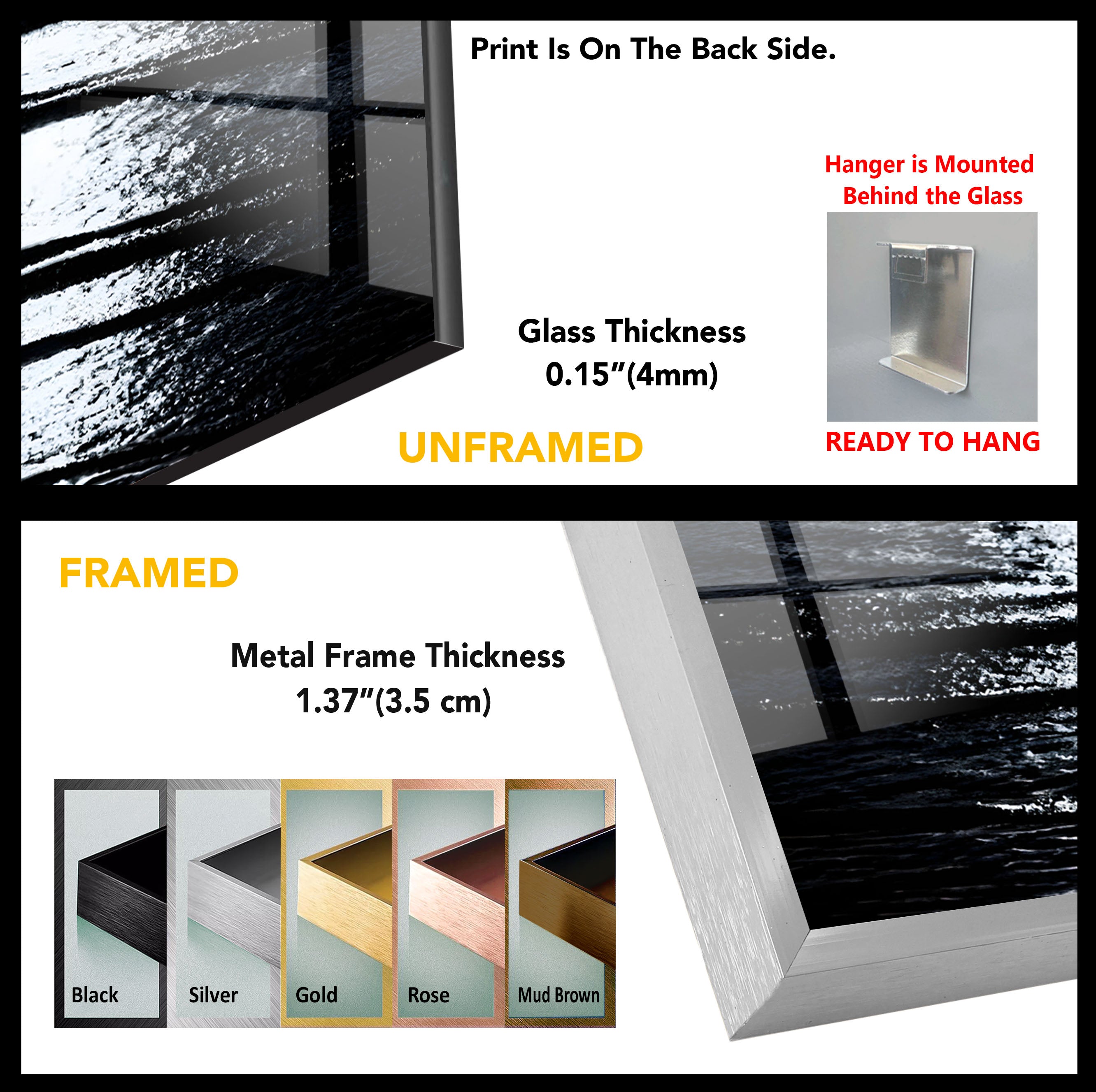 Black and White Moon Landscape Glass Wall Art - Modern Home Decor for Living Room, Bedroom & Office - Perfect Gift for Housewarming, Wedding & Birthday