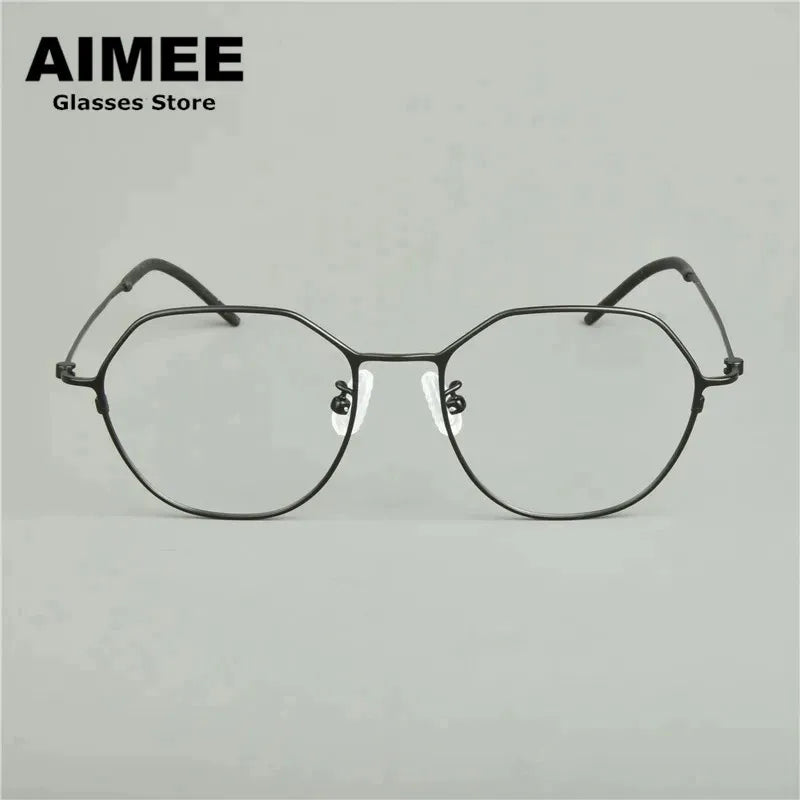 Stylish Unisex Full Rim Flat Top Round Titanium Eyeglasses Frame 942515 - Lightweight & Durable for Work, Reading & Everyday Wear