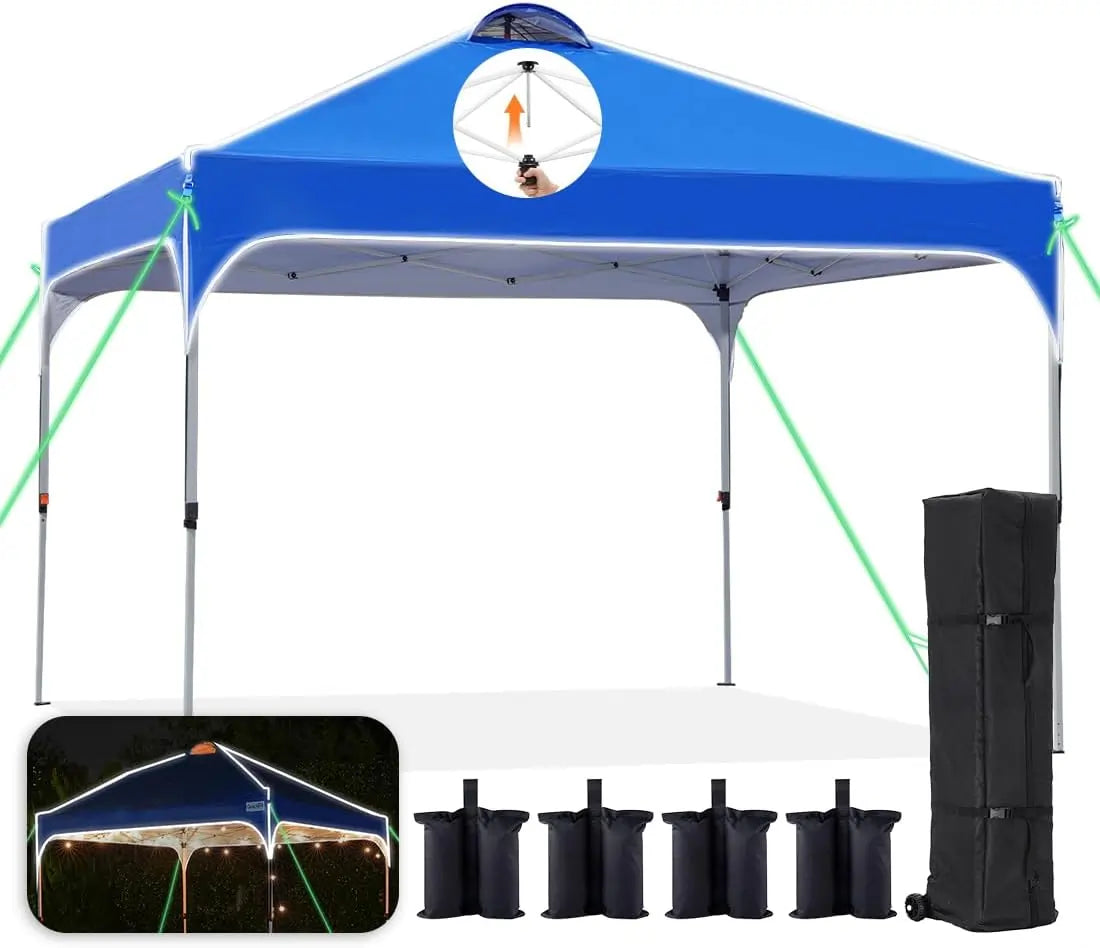 10' x 10' Pop Up Canopy Tent - Easy One Person Setup, Instant Shelter for Outdoor Events, Camping, Beach, Picnics & Backyard Parties