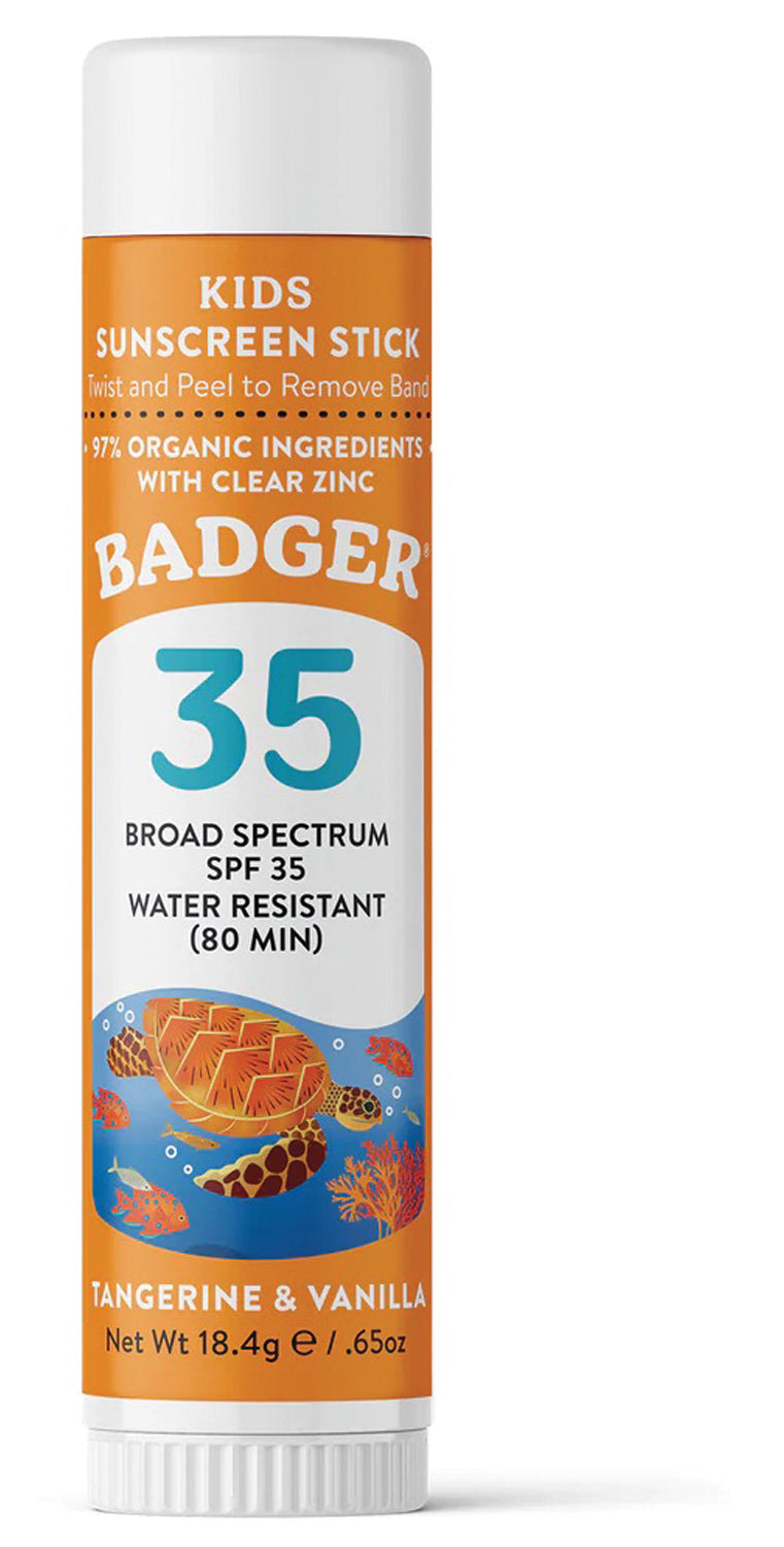 Badger Kids SPF 35 Mineral Sunscreen Stick - Natural, Reef-Safe Sun Protection for Children | Water-Resistant, Easy Application for Outdoor Play, Beach & Pool Days
