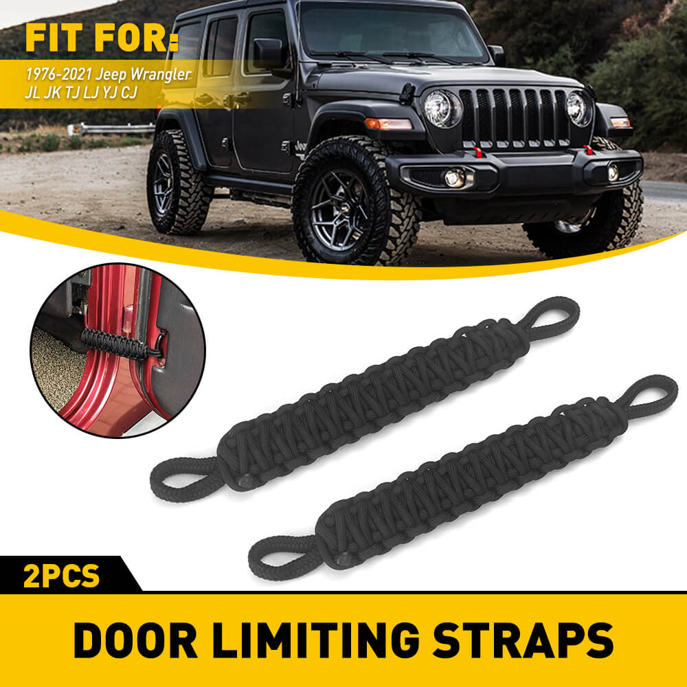 2PCS Heavy Duty Polyester Jeep Limiting Straps for 1976-2021 Jeep Wrangler - Off-Road Accessories with Reinforced Cross Wave Design (Perfect for Rock Crawling & Trail Riding)