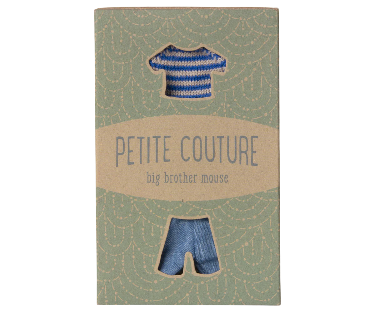 Big Brother Mouse Knitted Sweater and Pants Set - Soft Blue Winter Outfit for Kids | Perfect for Family Photos, Holiday Gifts & Cozy Indoor Play