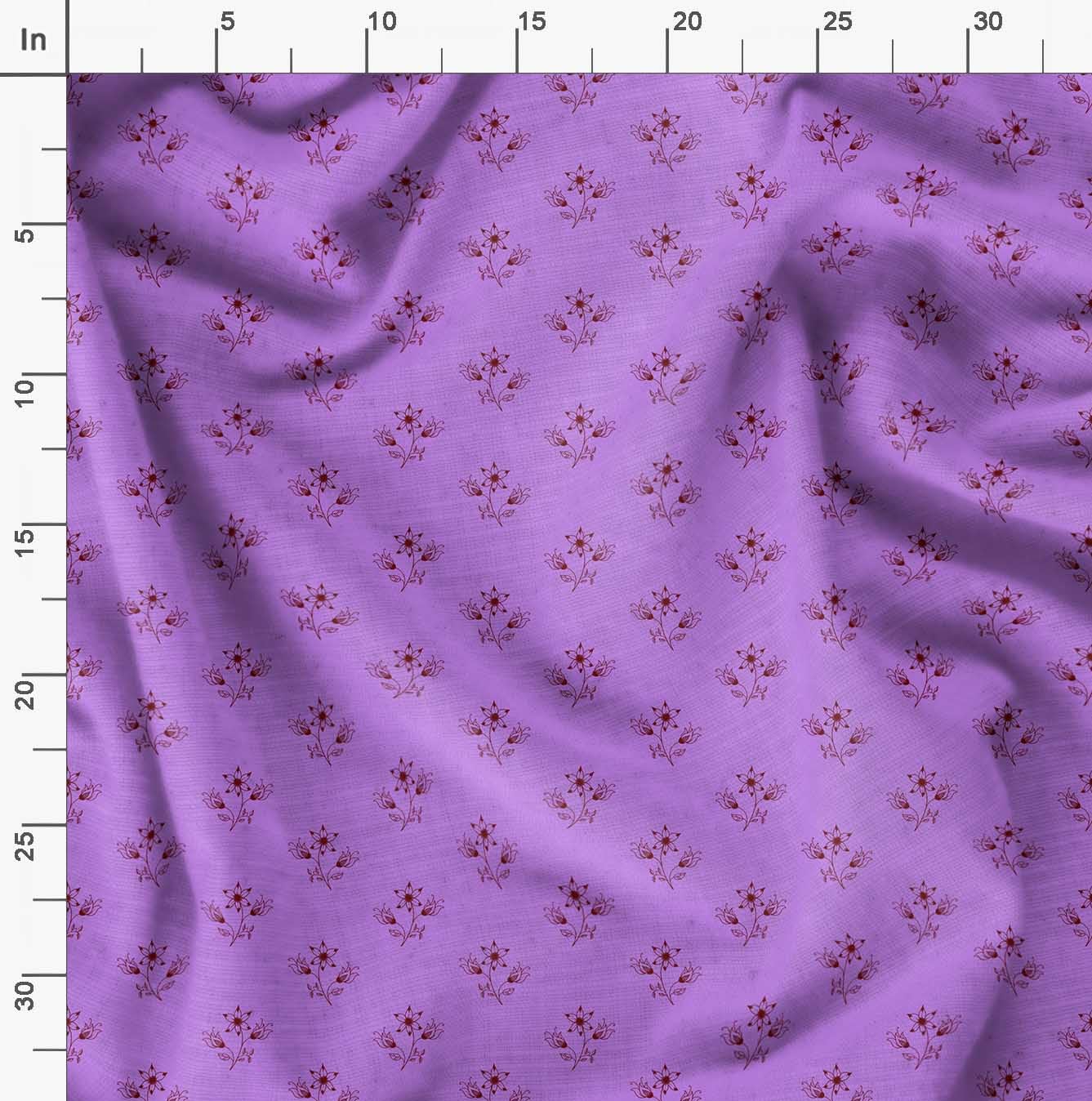 Soimoi Moss Georgette Purple Fabric by The Yard - 42 Inch Wide Printed Fabric with Artistic Leaf & Floral Design for Dresses, Curtains, DIY Crafts - Elegant Home Decor & Fashion Material
