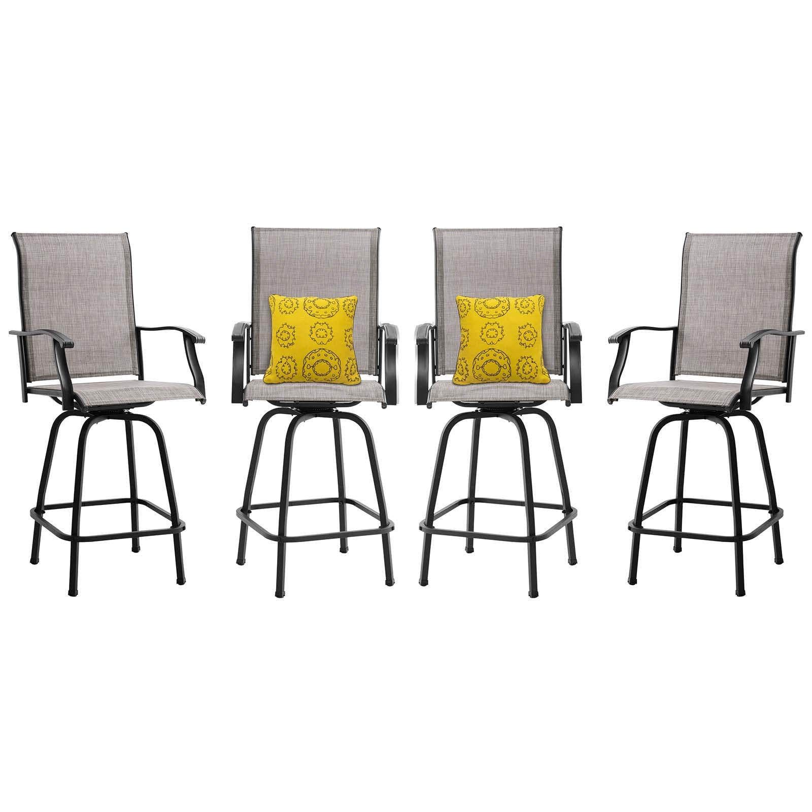 BANIROMAY 2-Piece Outdoor Swivel Bar Stools Set - All-Weather High Back Textilene Patio Chairs for Garden, Poolside & Backyard Dining - Tan & Bronze 4-Piece Bar Height Furniture - Perfect for Outdoor Entertaining & Relaxation