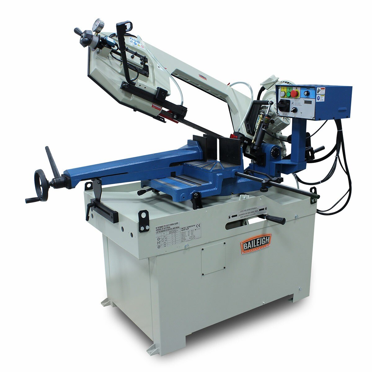 Baileigh Industrial BA9 1001557 BS 350M Dual Miter Band Saw - Heavy Duty Metal & Wood Cutting for Workshop & DIY Projects